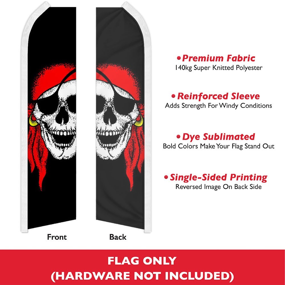 Jolly Roger Red Bandana Swooper Advertising Flag – Ideal for Pirate Theme Events