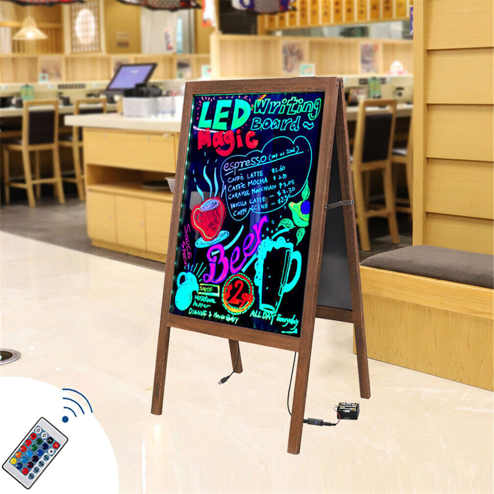 Heavy Rustic Large Wood A-Frame Magnetic LED Chalkboard Blackboard Wedding Cafe