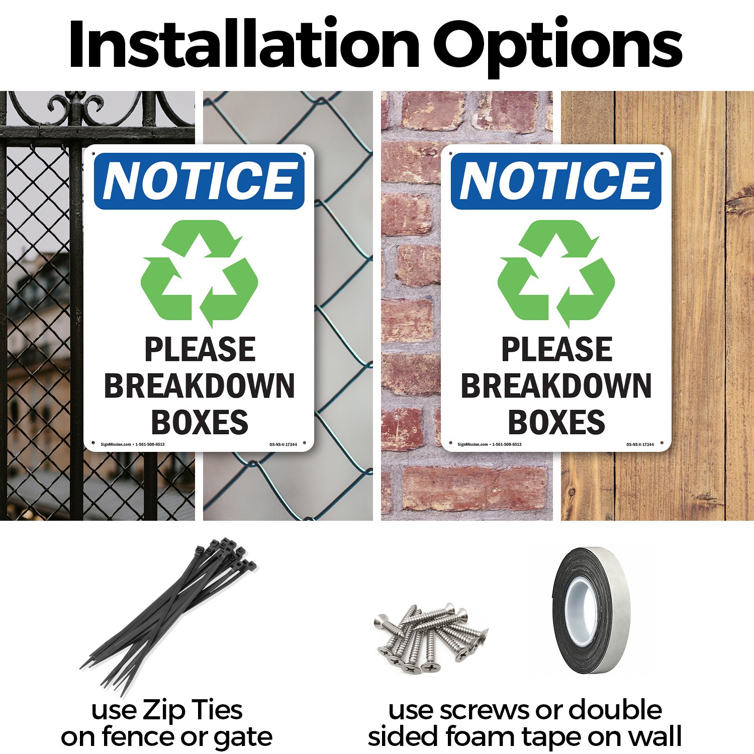 Please Breakdown Boxes OSHA Notice Sign Metal, Plastic, Or Decal – 5 or 10 Pack