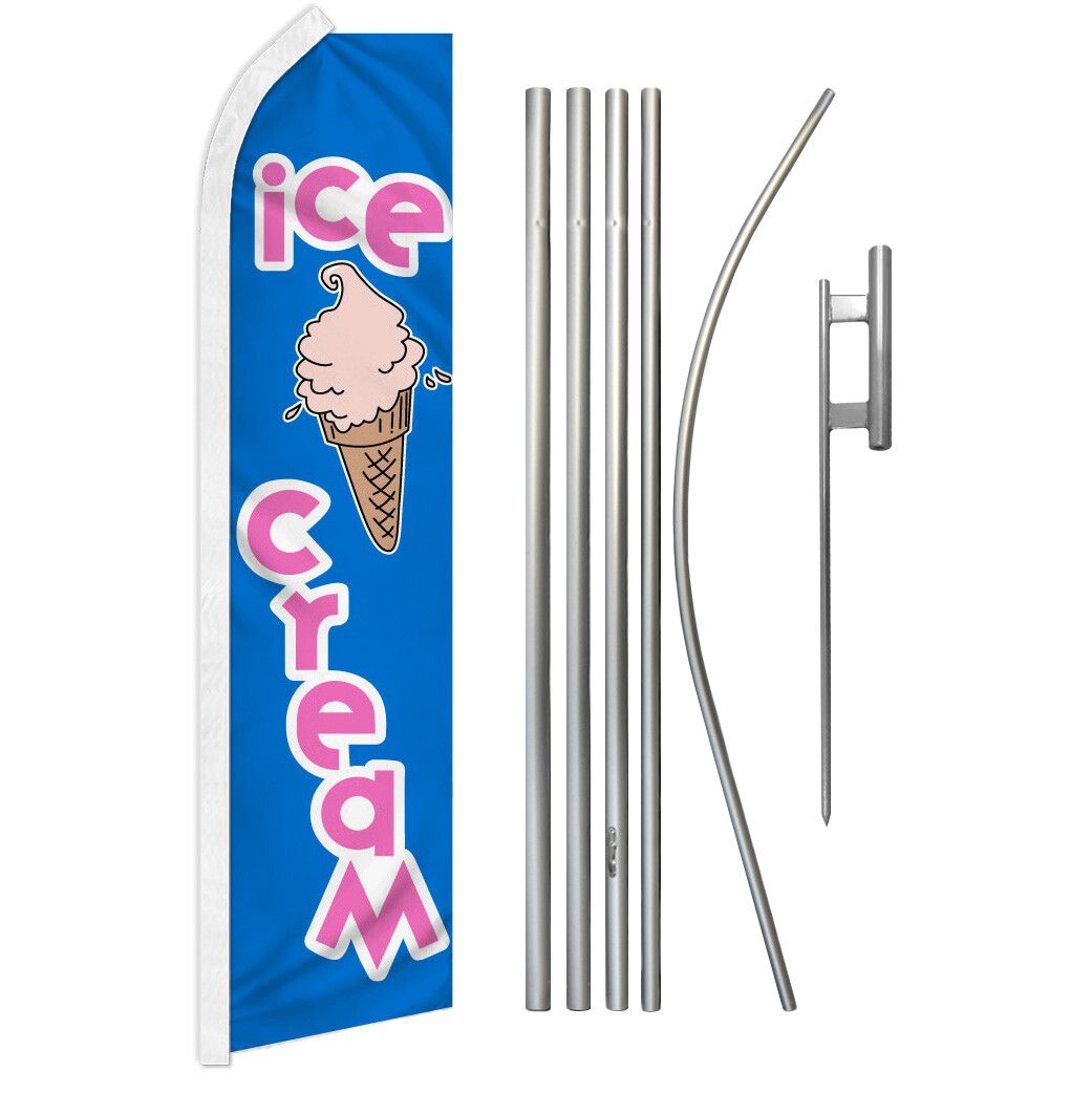 Ice Cream Swooper Flutter Feather Advertising Flag Kit Concessions Food Flag