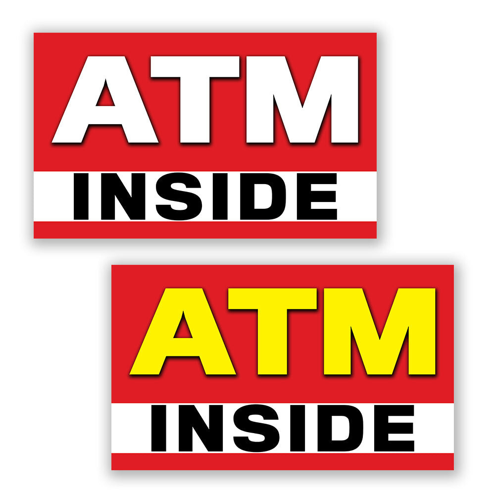 2 Pack ATM Inside Perforated Window Decal 9″ x 15″ Each (Removable)