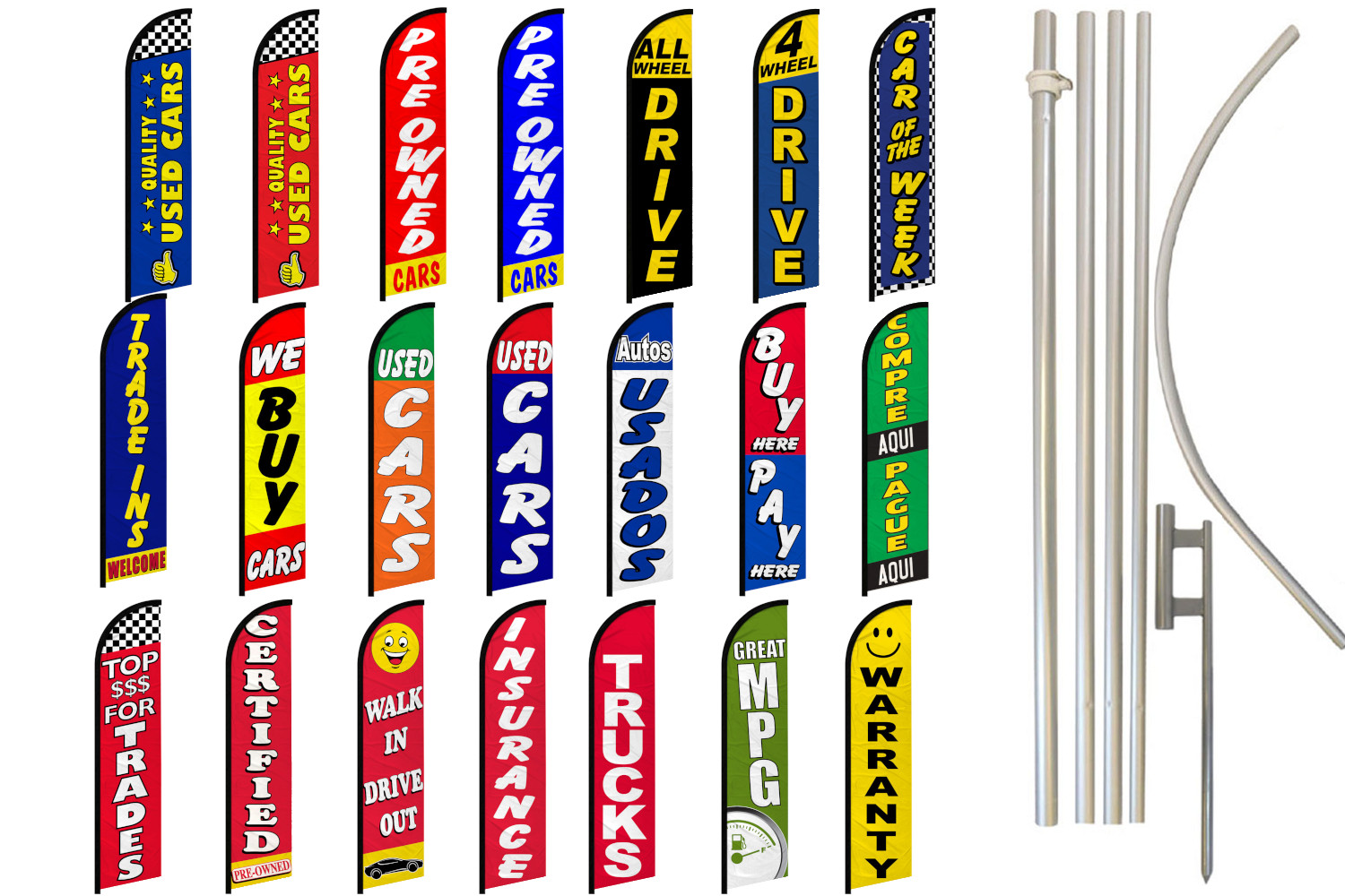 Car Dealership Swooper Full Curve Windless Swooper Flag Pole Kit Dealership