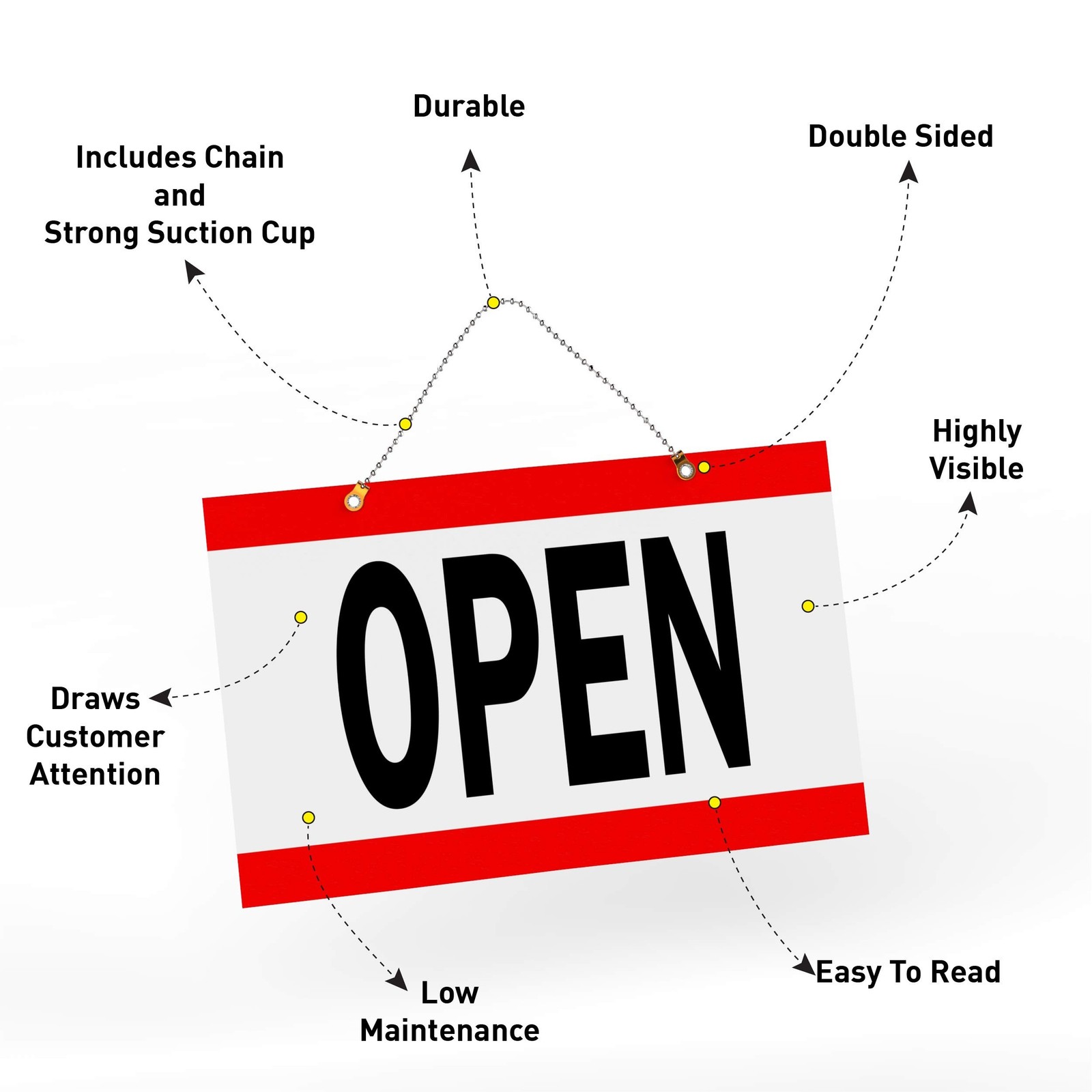 Open Closed Sign for Business – Ideal Office Hours Sign for Glass Door or Win…