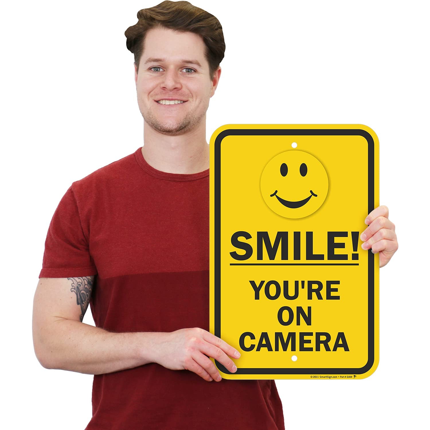 Smile You’re On Camera Sign 12×18 Inch Aluminum Security Property Warning