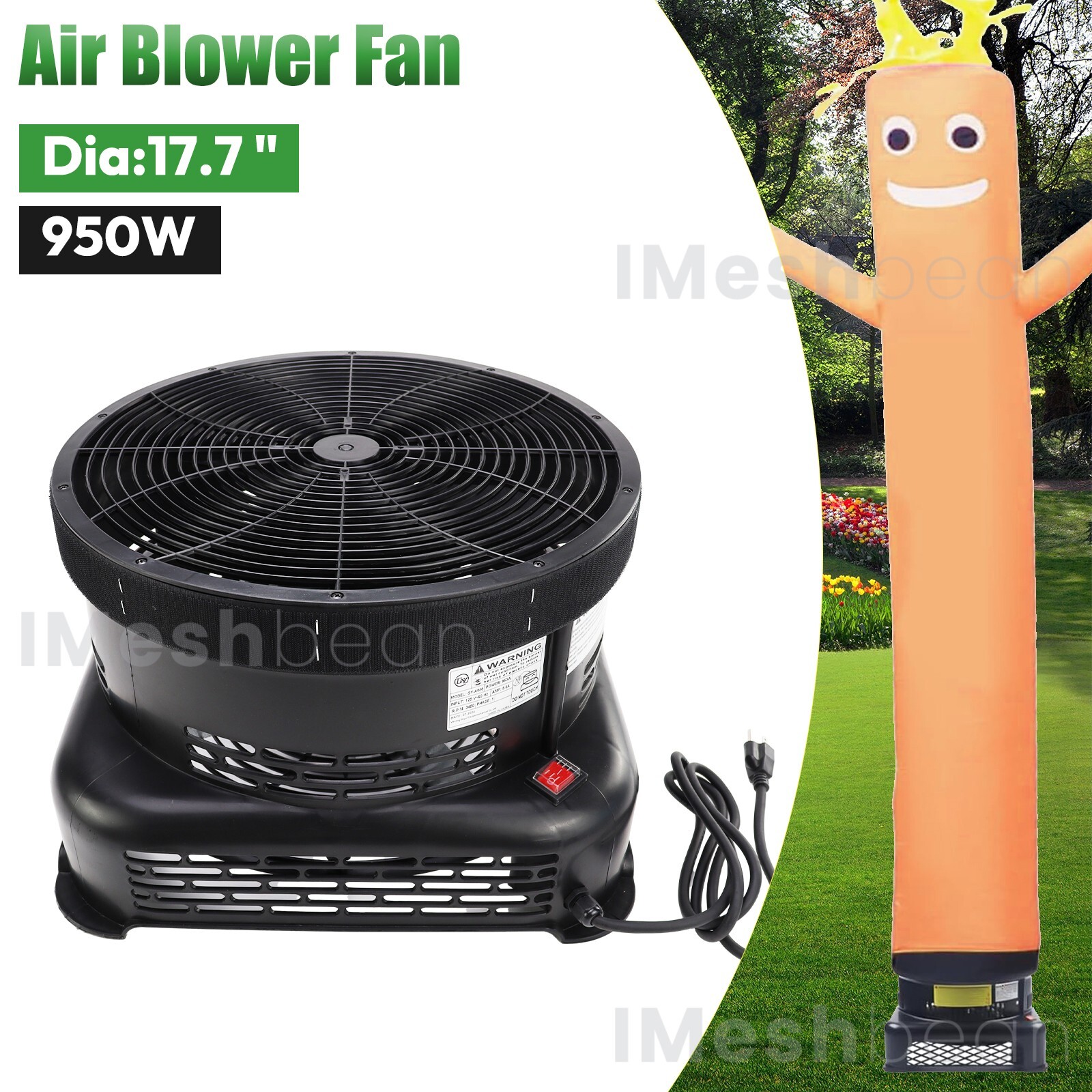 18″ 950W Air Blower Fan Fit Inflatable Wind Dancer Tube Man Fly Guy 420 pa Press