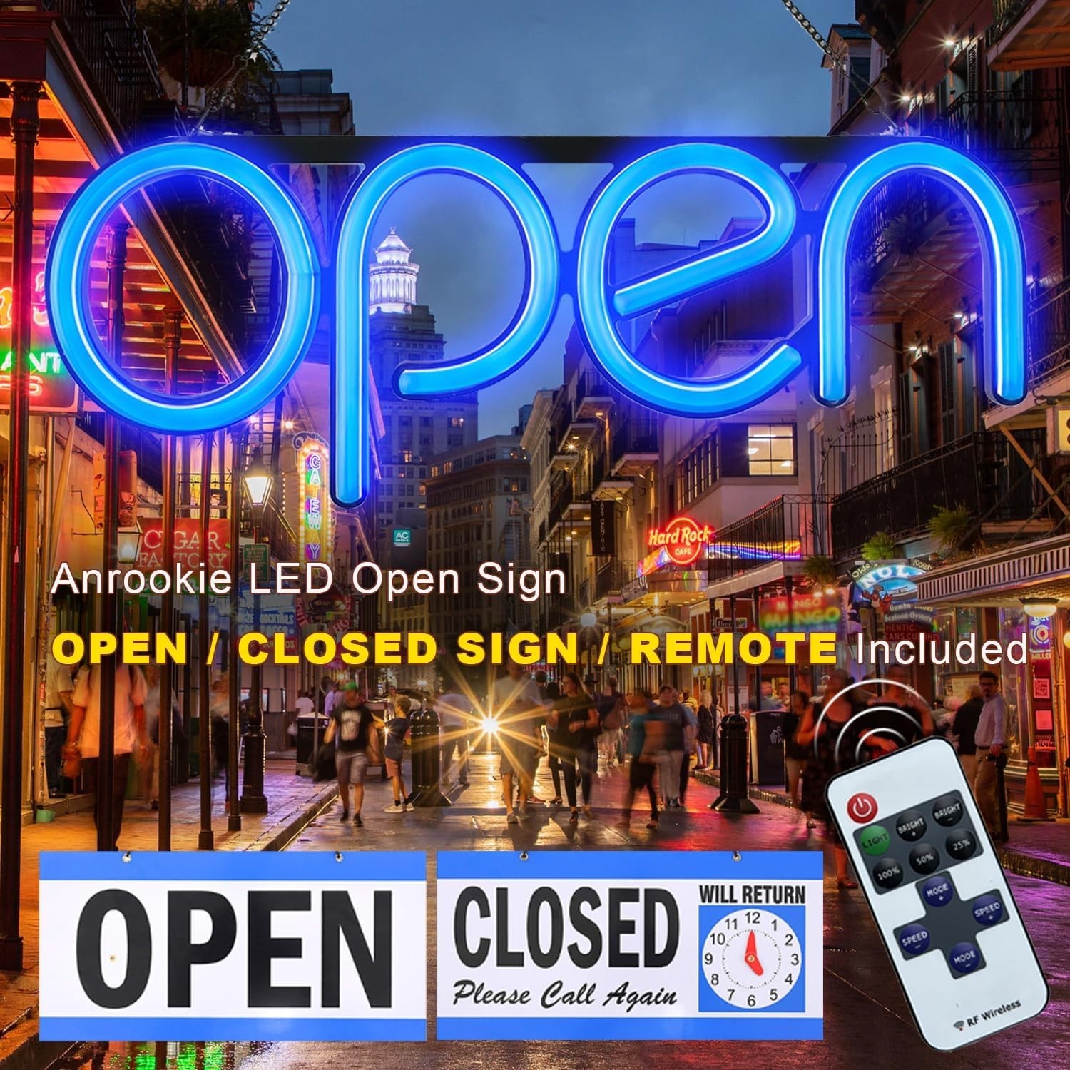 LED Open Sign,16×6 inch Open Sign for Business,With multiple flashing modes, …