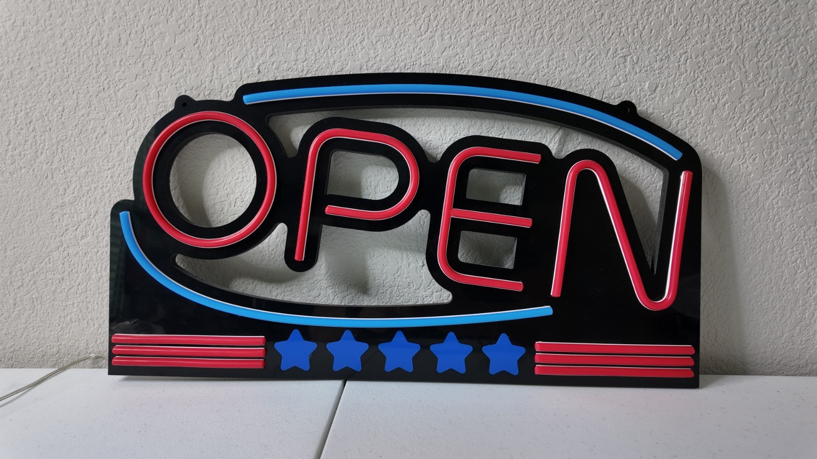 Large LED Neon Open Sign 24″x12″ American Flag Bright for Restaurant Bar Store