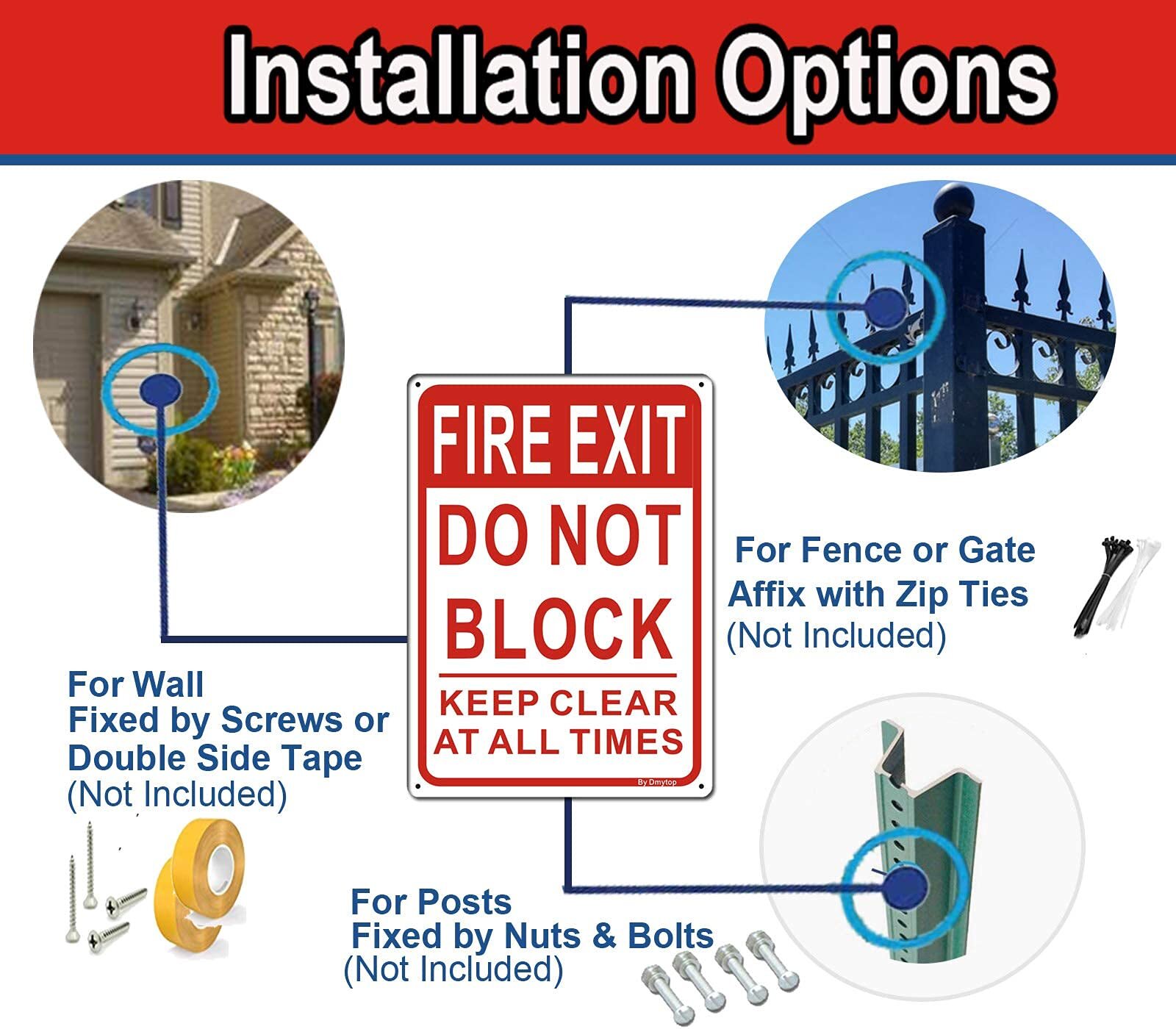 Fire Exit Sign Do Not Block Door Signs Keep Clear at All Times Sign 10 x 7 In…