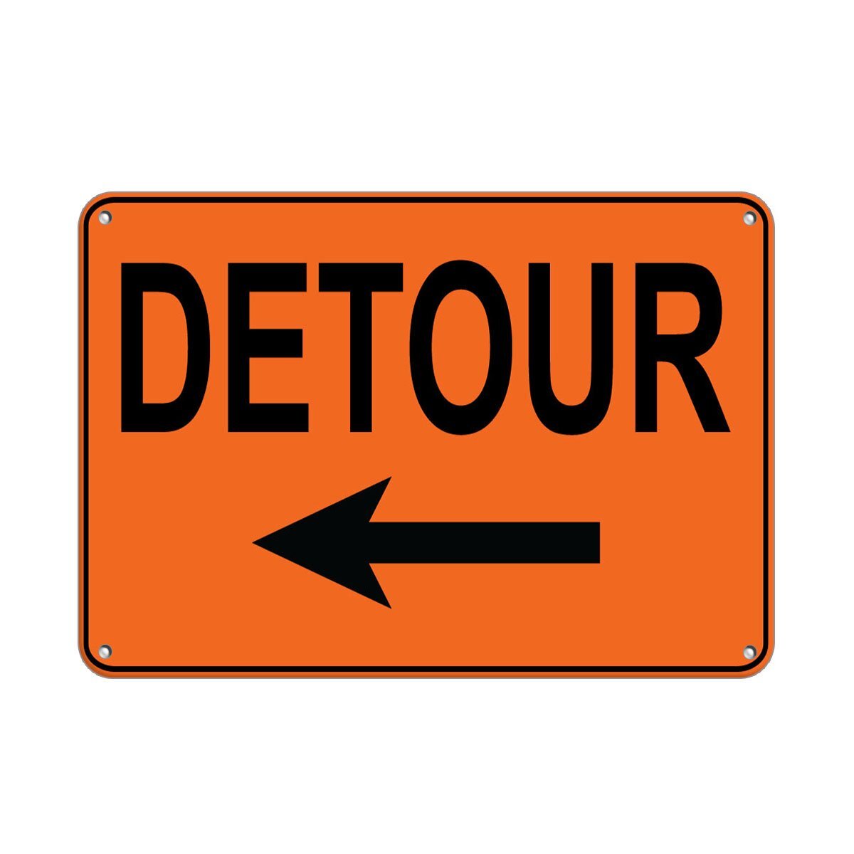 Left Arrow Detour 2 Traffic Sign Aluminum Metal Sign 10 in x 14 in