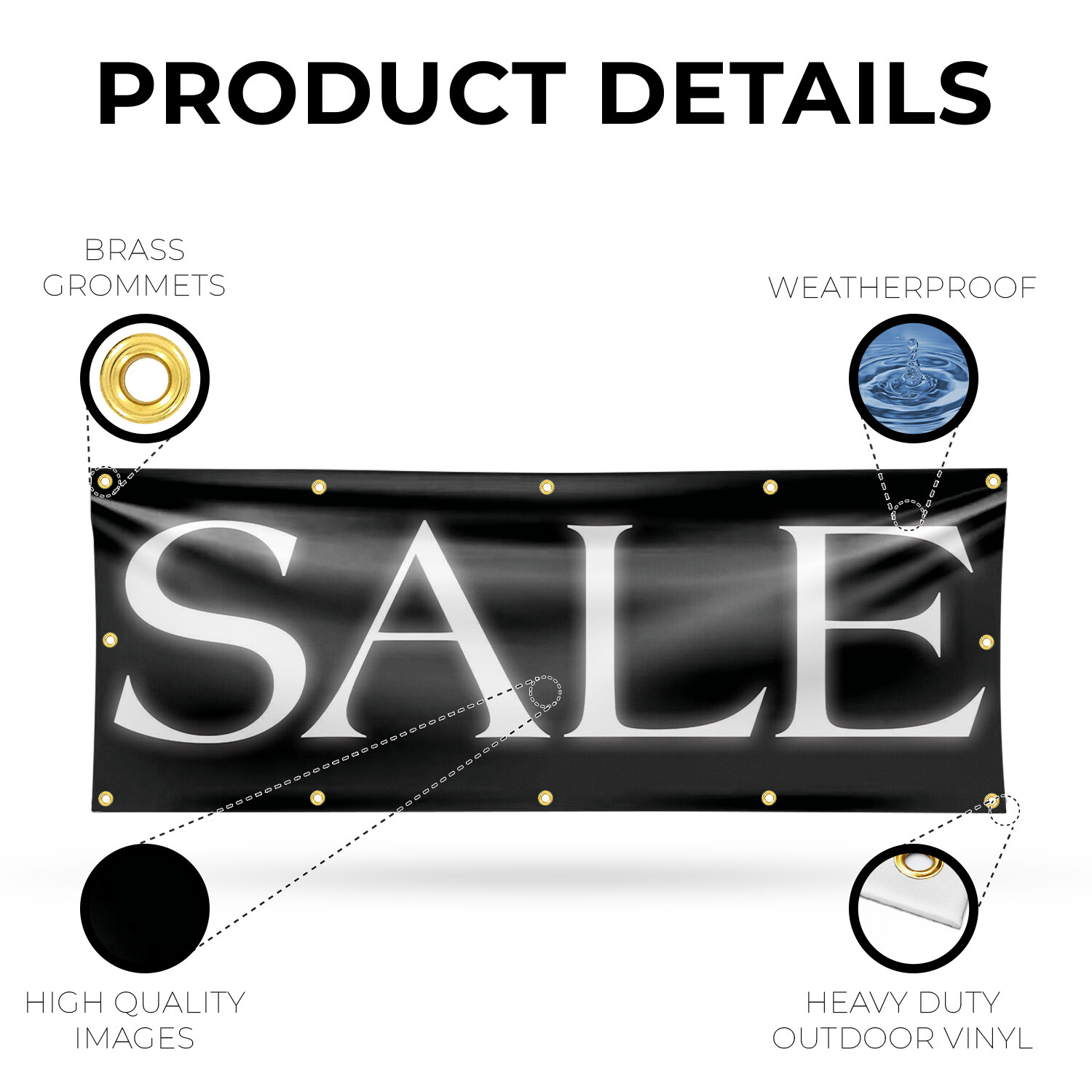 Sale 13 oz Vinyl Banner Sign with Metal Grommets Heavy-Duty Single-Sided