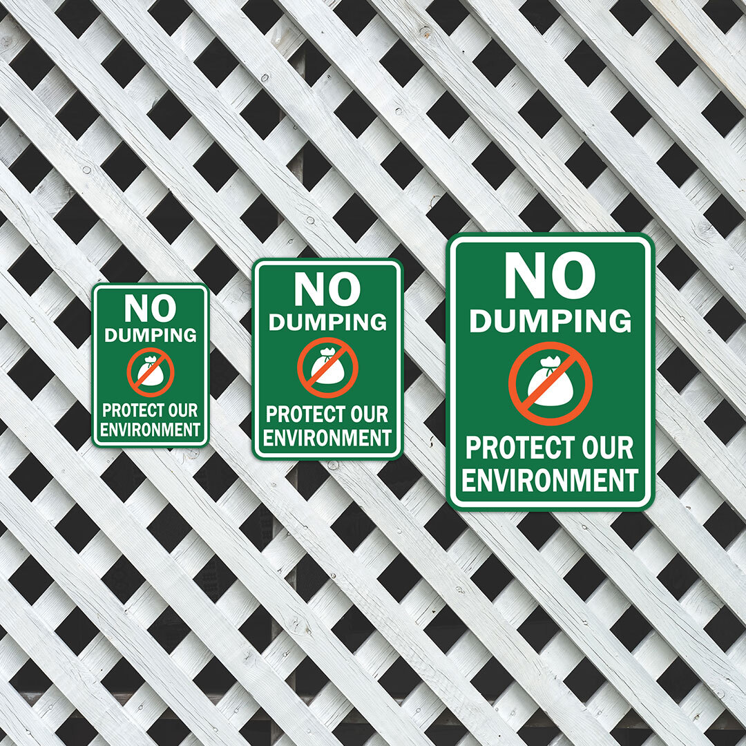 Portrait Round Plus No Dumping Protect Our Environment Wall or Door Sign