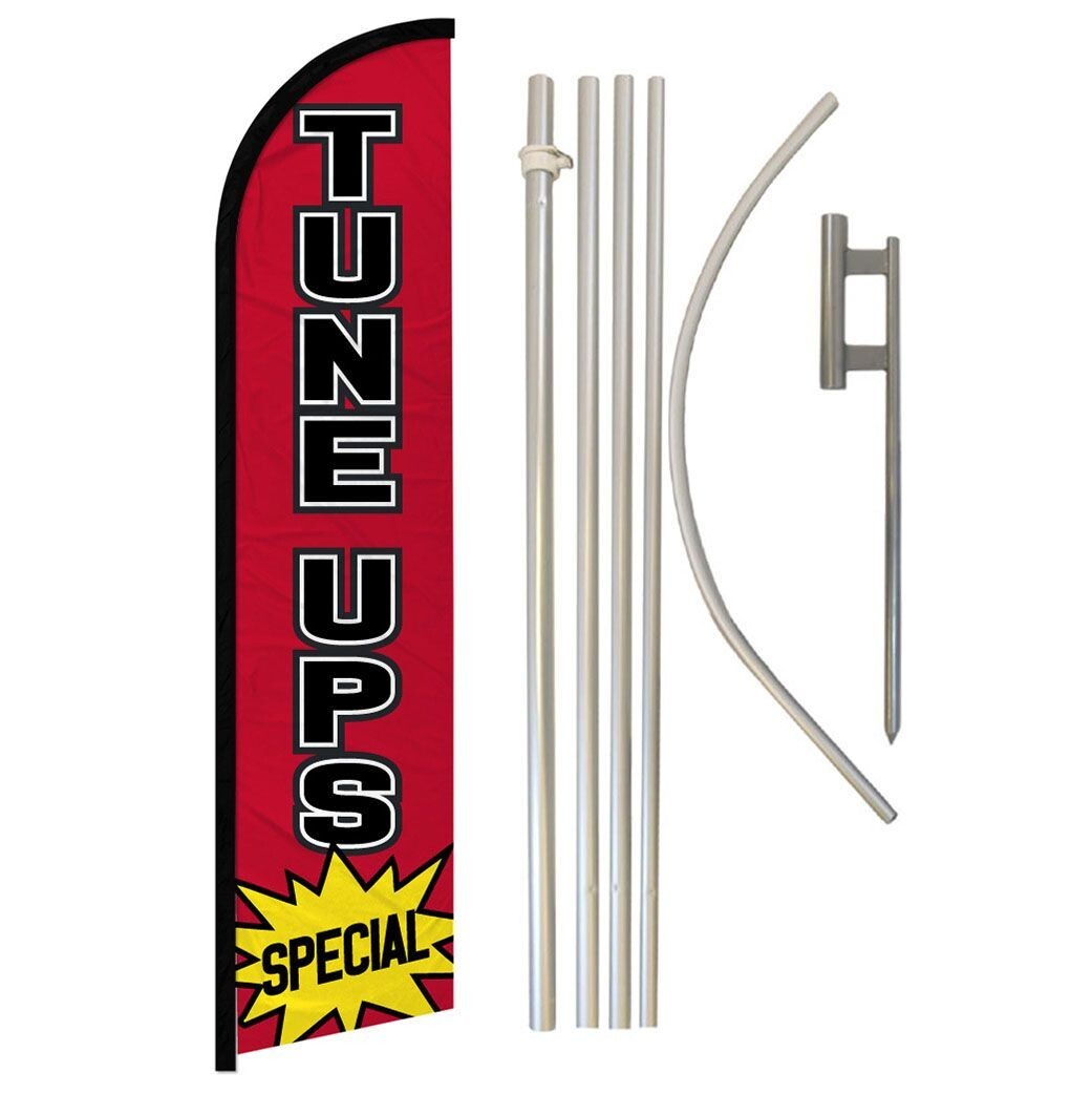 Tune Ups Special Windless Advertising Banner Flag & Pole Kit