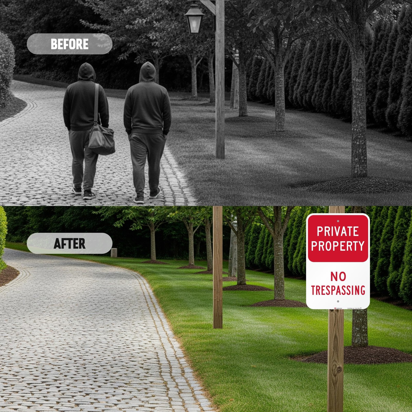 No Trespassing Sign Private Property 12×18 Red White 2 Pack Aluminum Composite