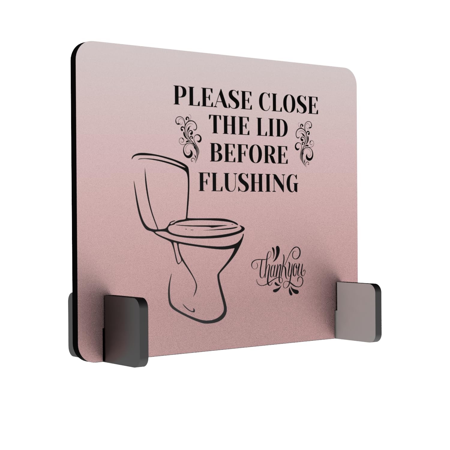 Elegant Free-Standing Bathroom Sign | Polite Reminder: Close Toilet Lid Befor…