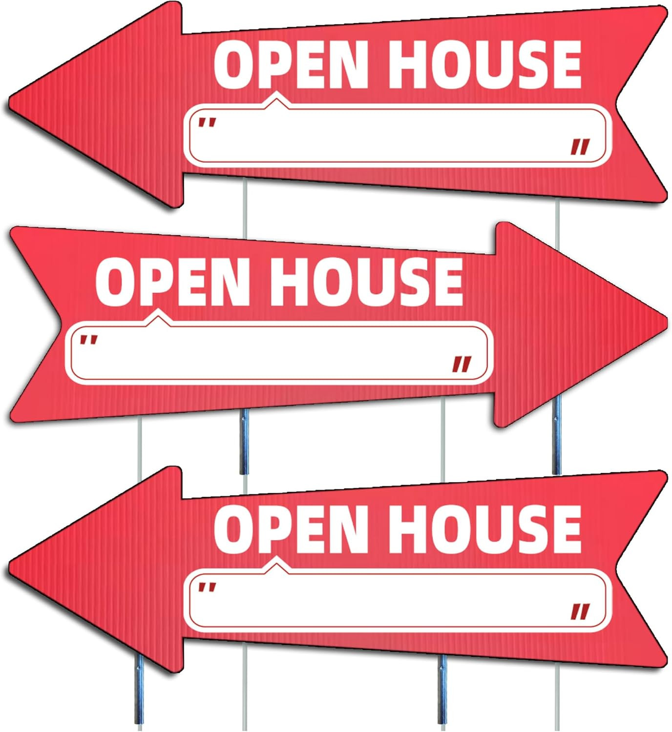 Open House Red Double – Sided Yard Sign with Arrows, 16″ X 5″ Inch, 12 Pcs 13.8″