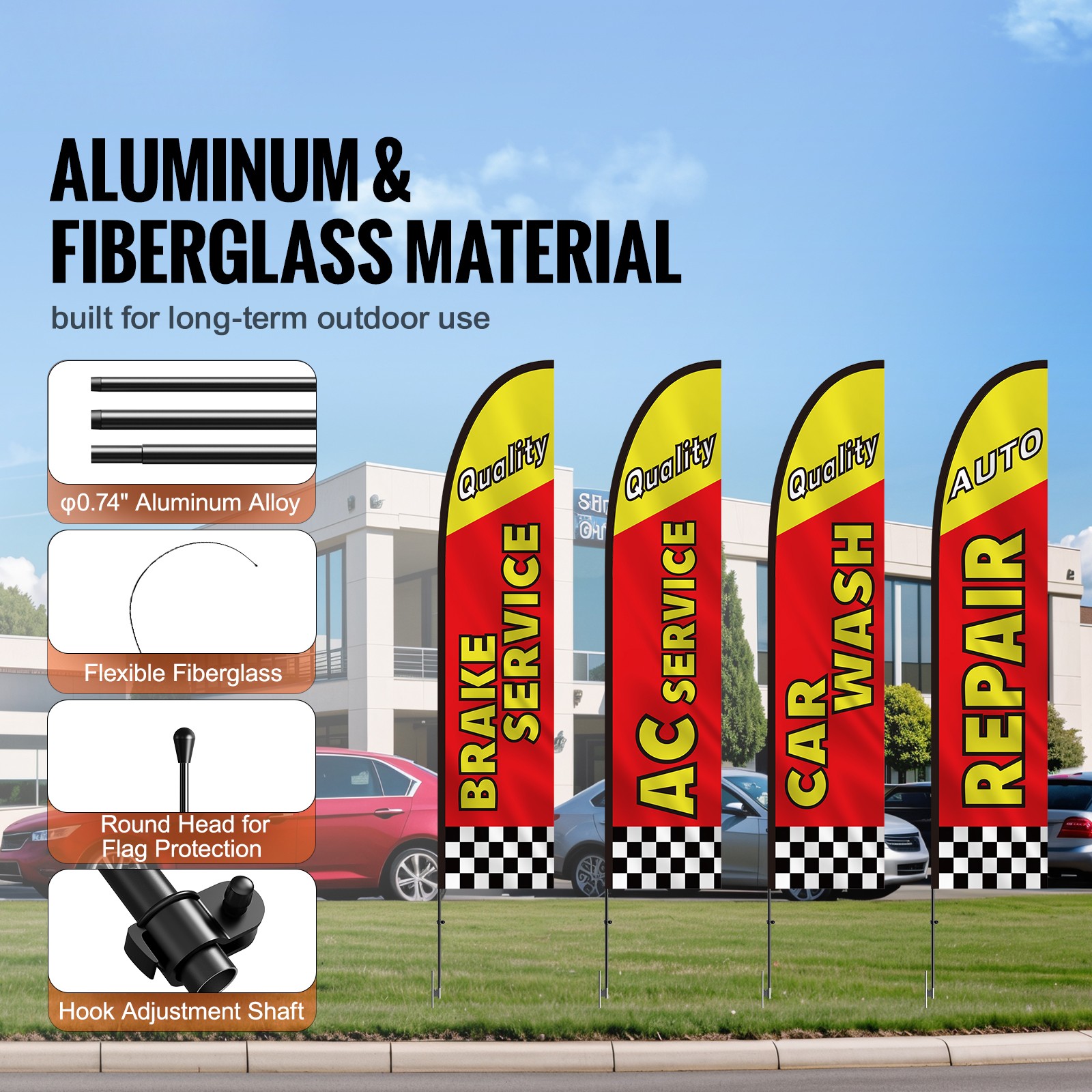 VEVOR Auto Repair Advertising Feather Flag Kit Swooper Flags and Poles 16.3 FT