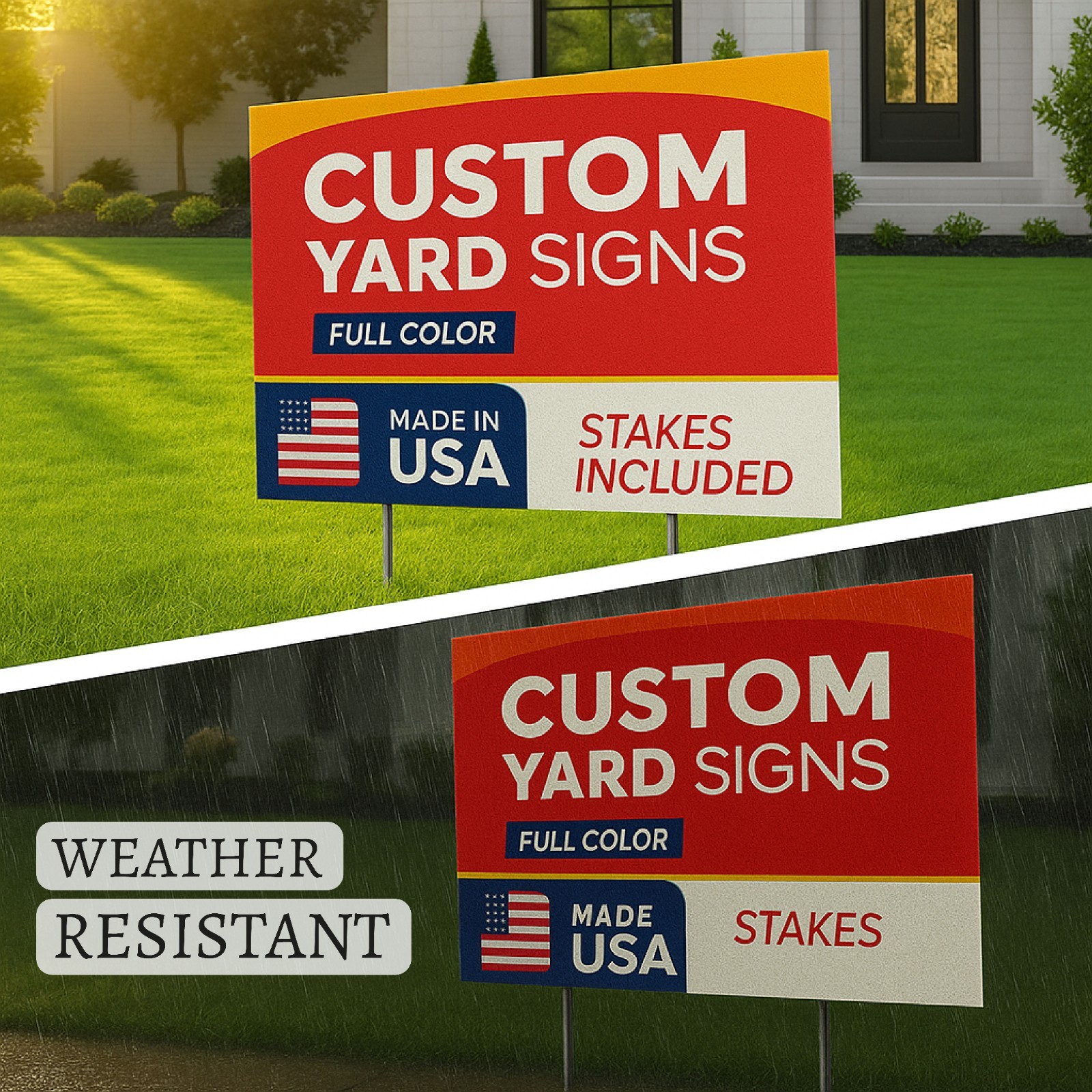 Custom Yard Signs with Metal Stakes – UV Printed Waterproof 4mm Corrugated