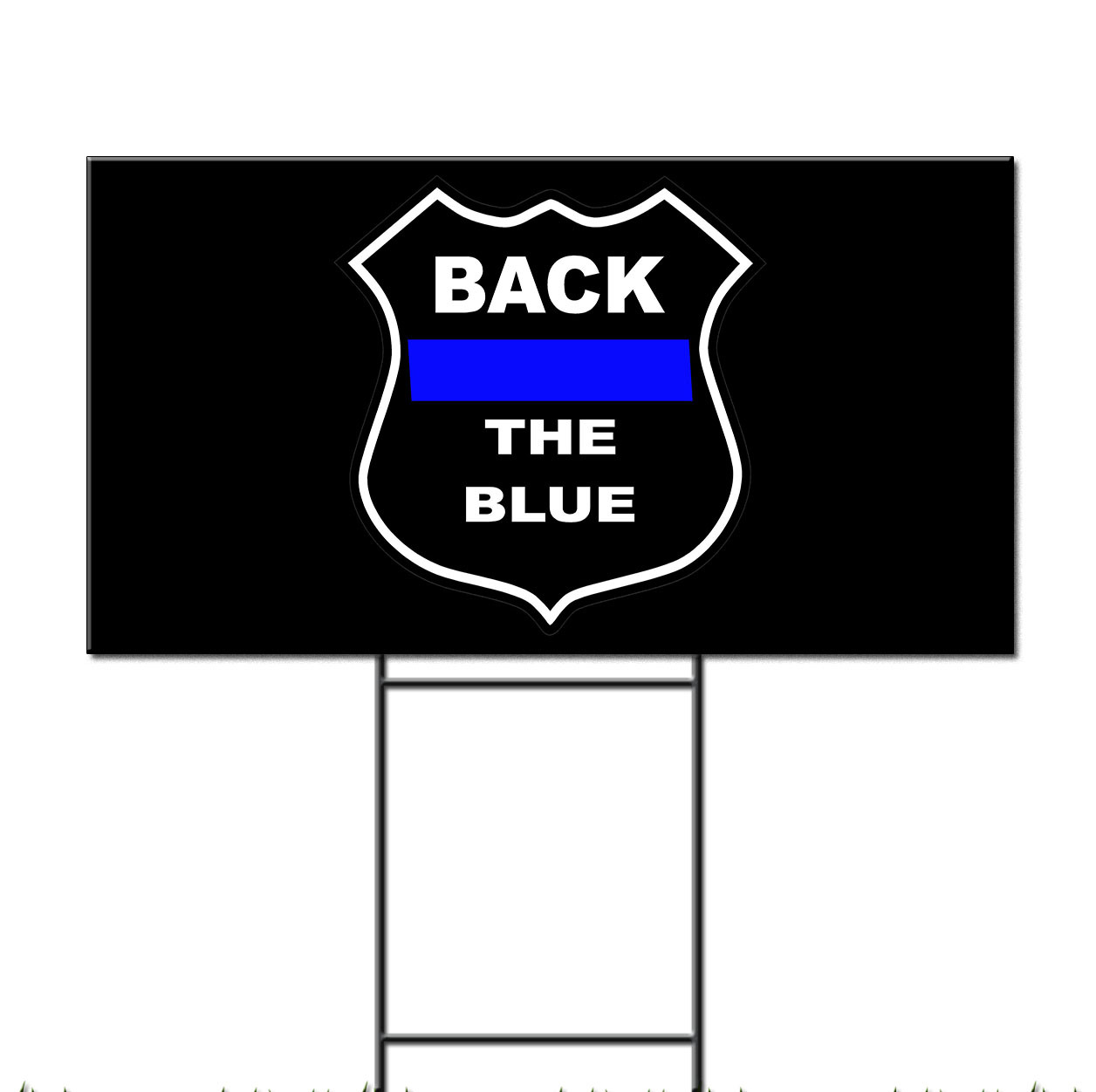 Back The Blue Black Police Cop Corrugated Plastic Yard Sign /Free Stakes