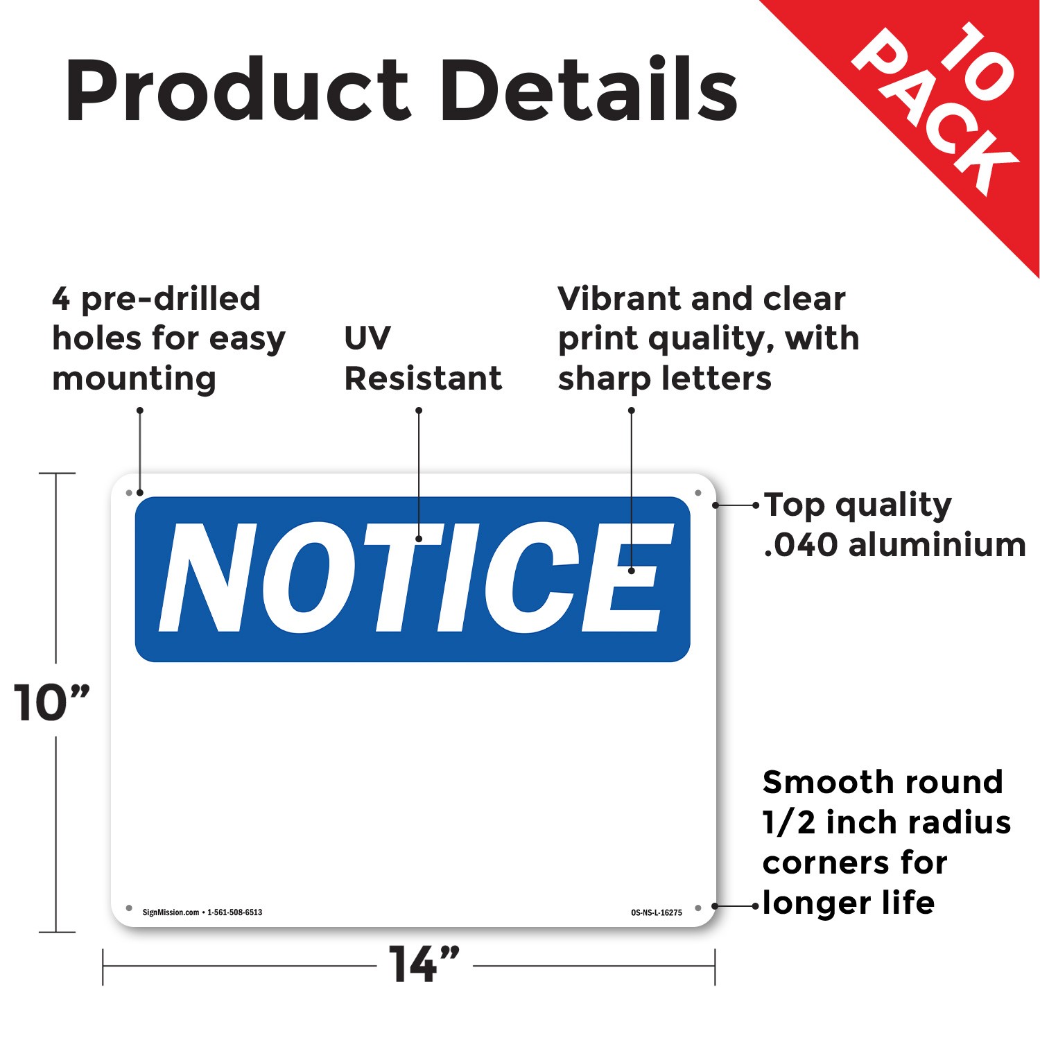 Blank Write OSHA Notice Sign Metal, Plastic, Or Decal – 5 or 10 Pack