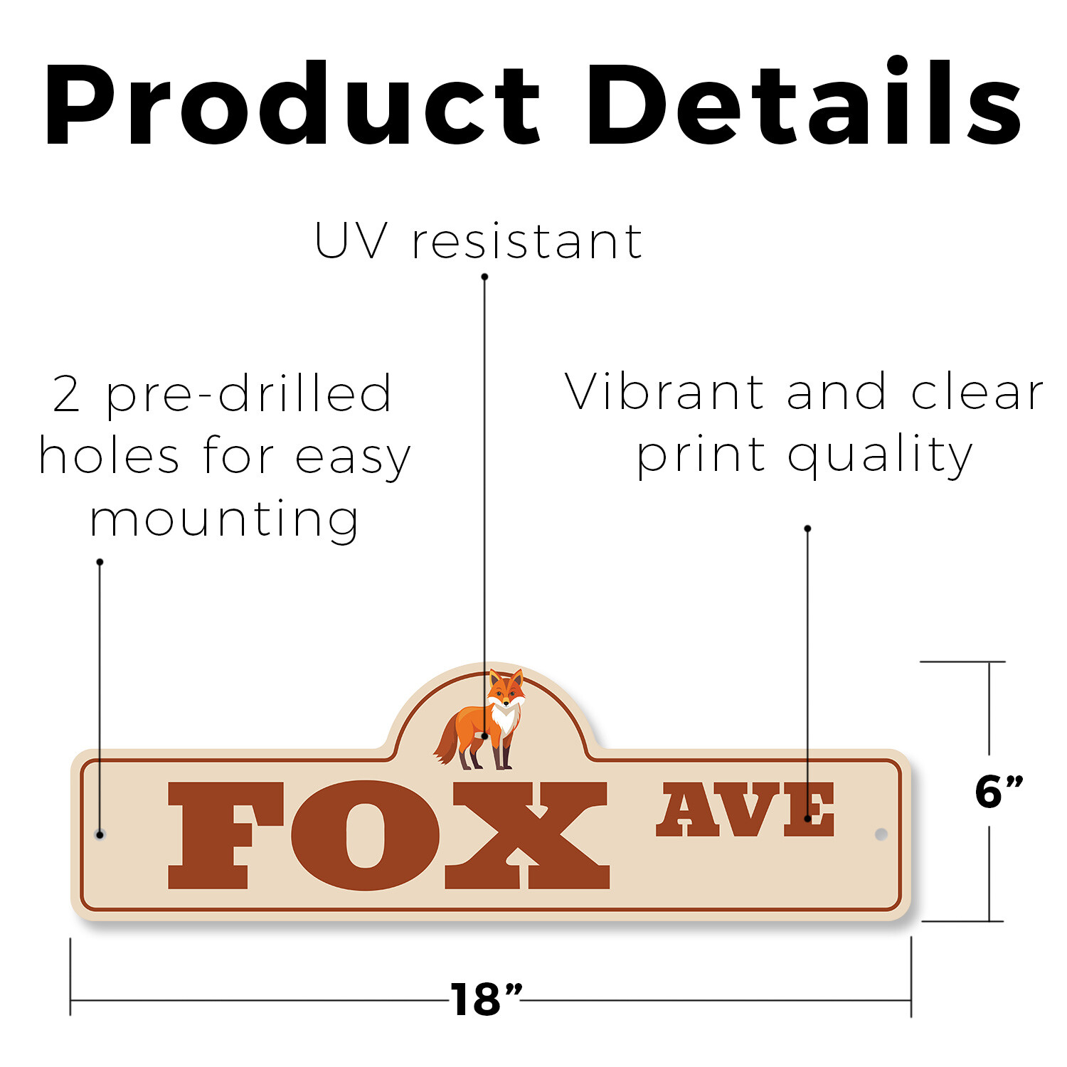 Fox (3 Pack) Plastic Street Sign Crossing Warning Vintage Rustic Beware