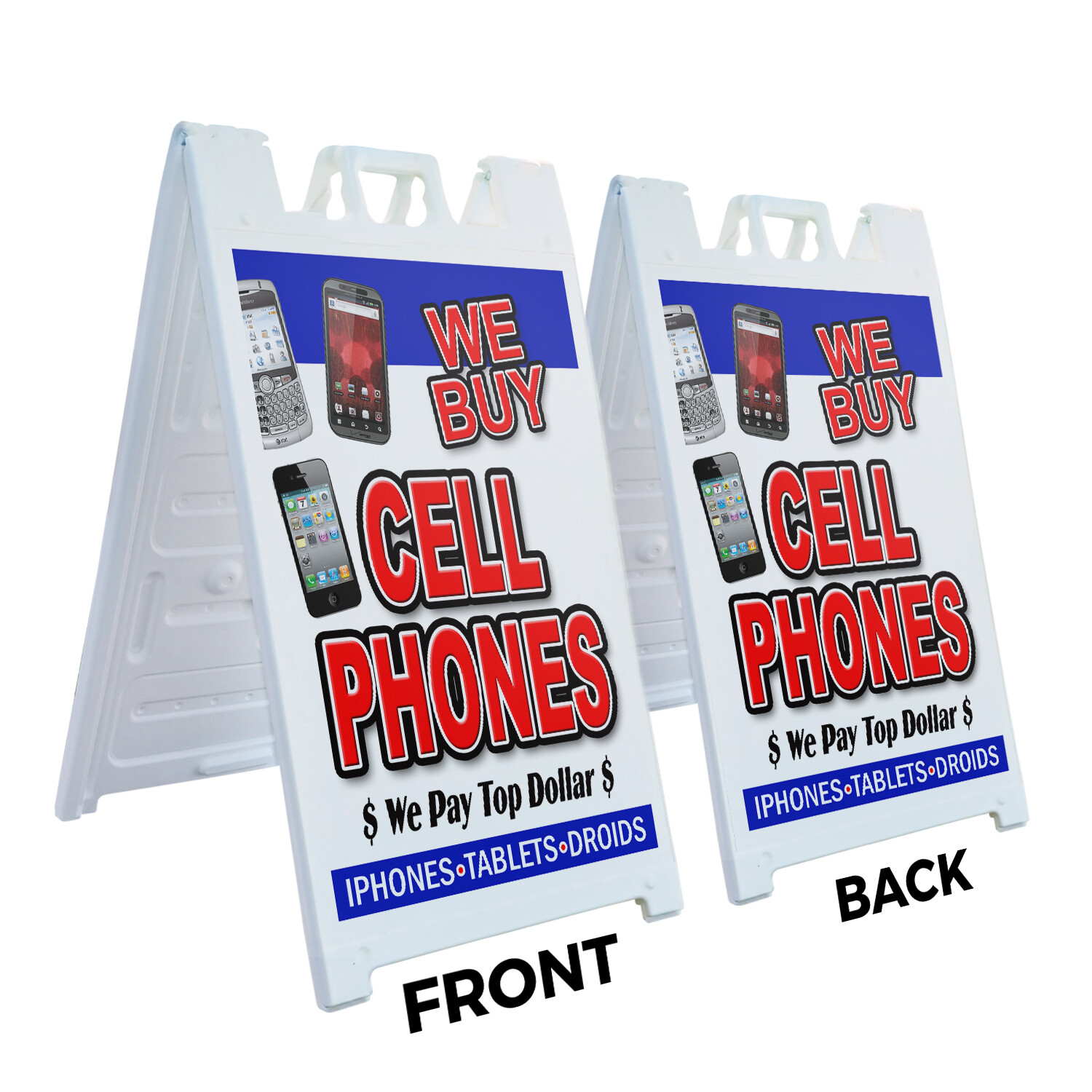 A-frame Sidewalk We Buy Cell Phones 24″ x 36″ Double Sided A-Frame Sidewalk Sign