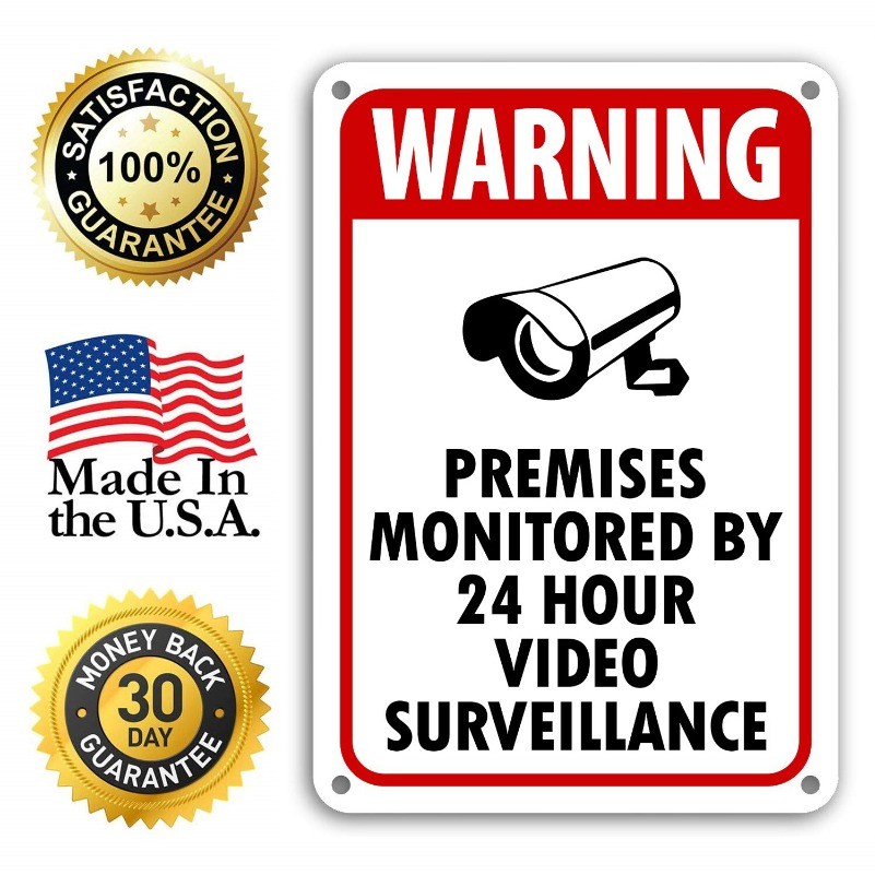 Surveillance Signs cctv Warning Signs 24 Hour Video Surveillance Sign 8X12IN
