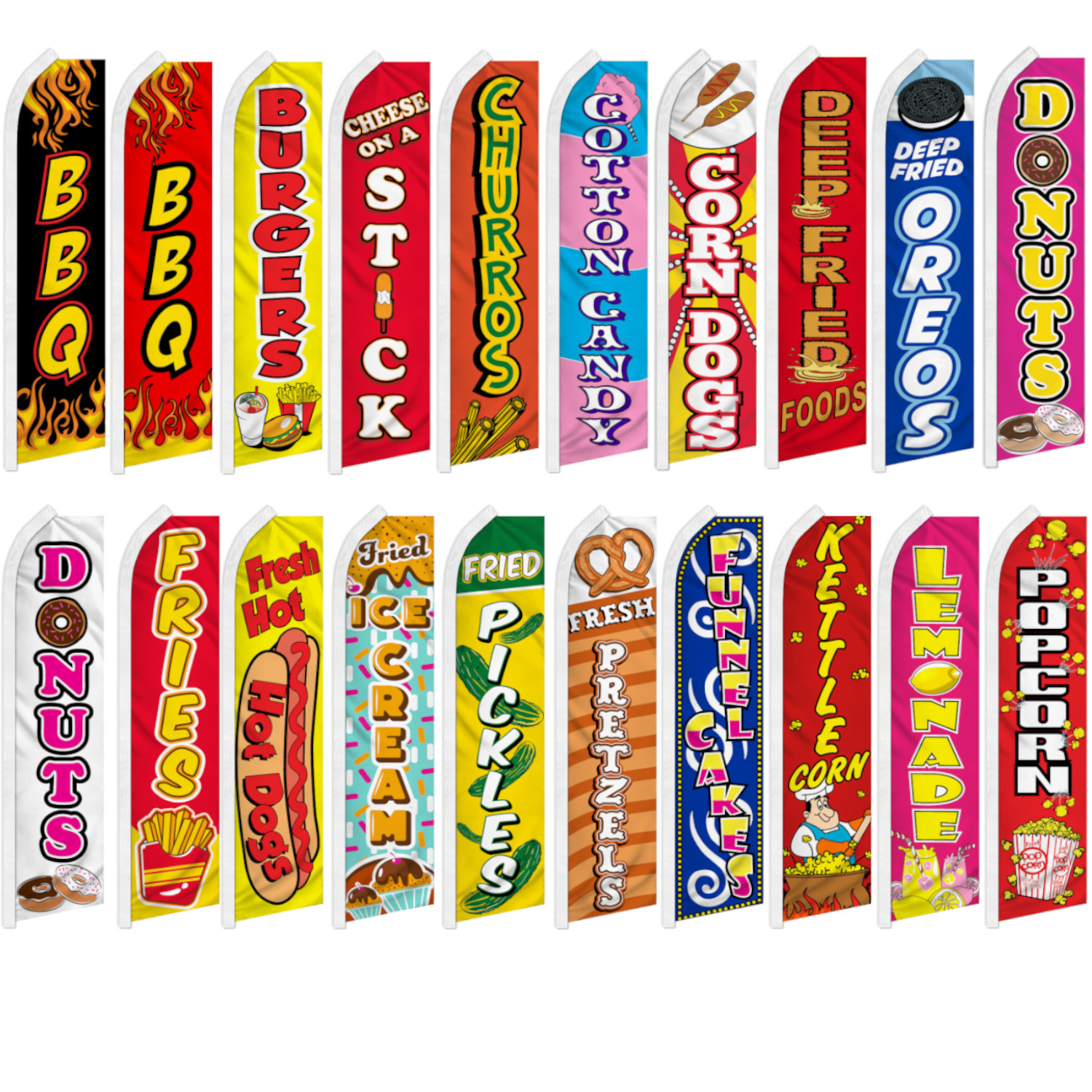 Fair Food Advertising Feather Flutter Swooper Banner Flag BBQ Hot Dog Lemonade
