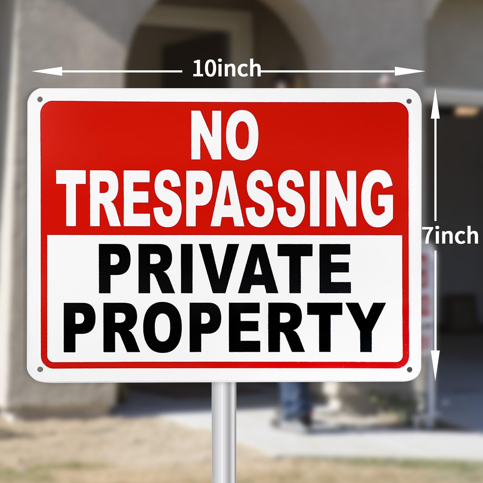 No Trespassing Signs 2 Pack Private Property 10×7 Inch Aluminum