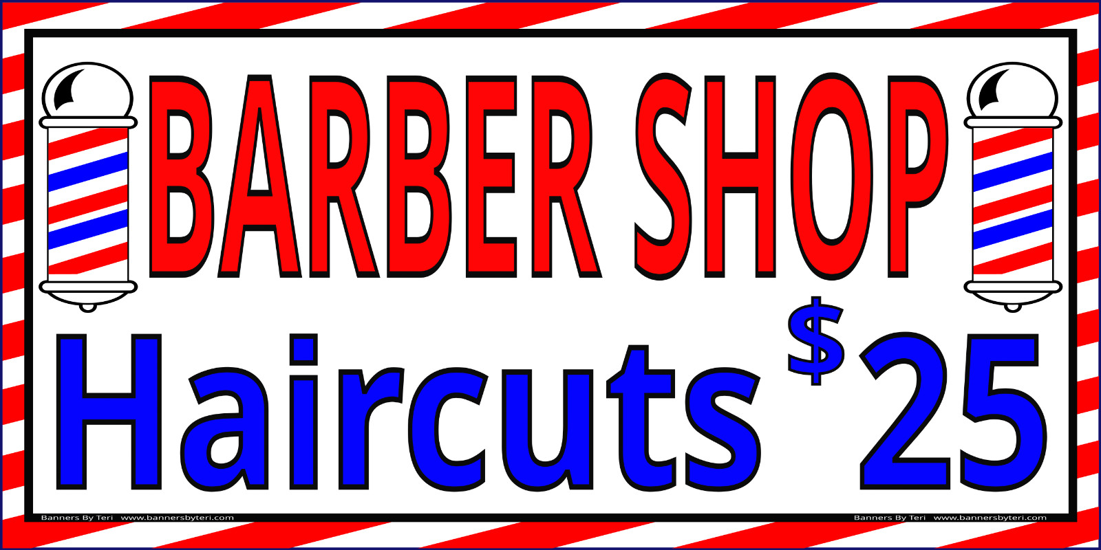 BARBER SHOP Haircuts $25 – Vinyl Banner – Several Sizes – Fast Ship -USA QUALITY