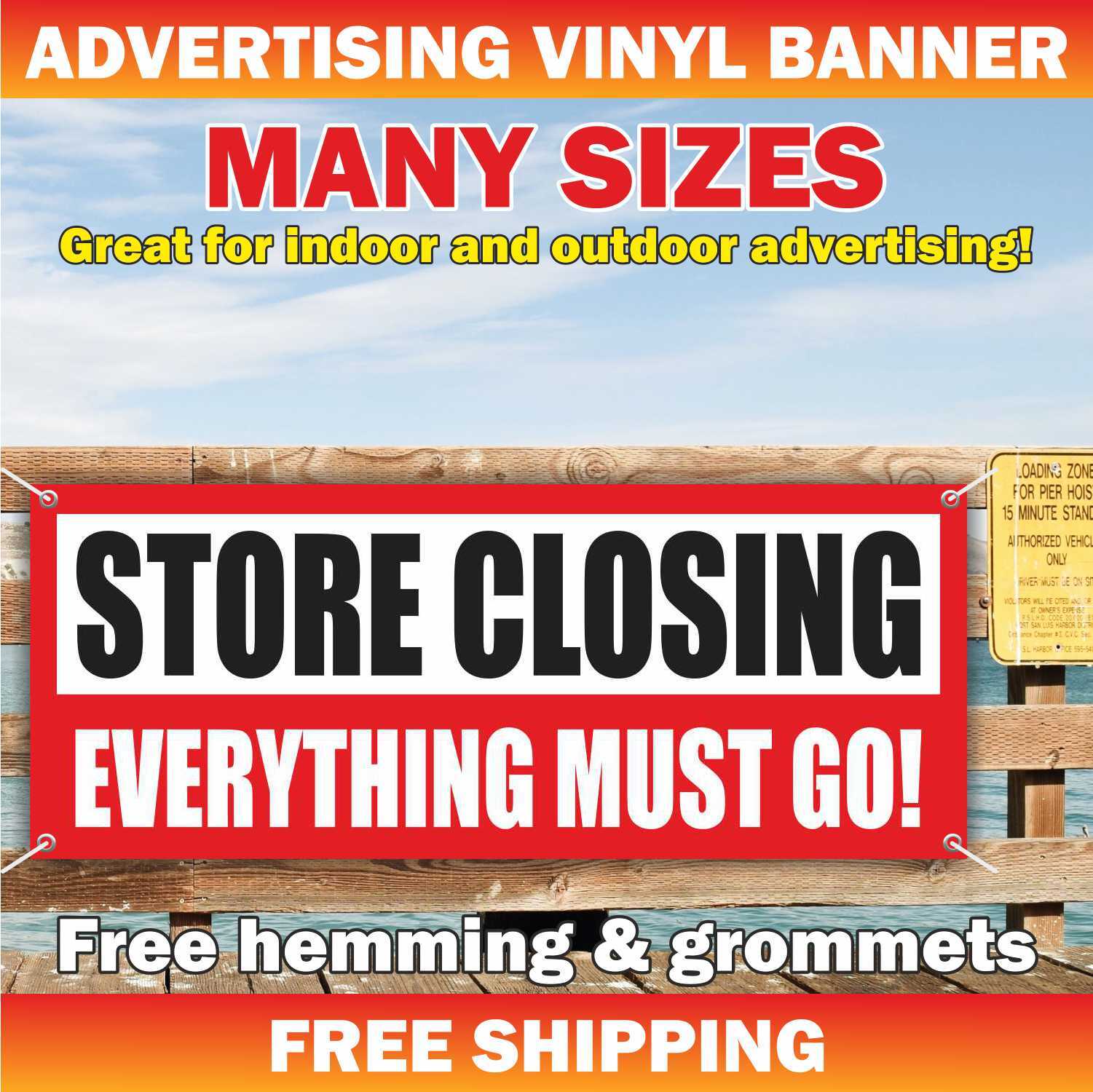 STORE CLOSING EVERYTHING MUST GO Advertising Banner Vinyl Mesh Sign Sale shop