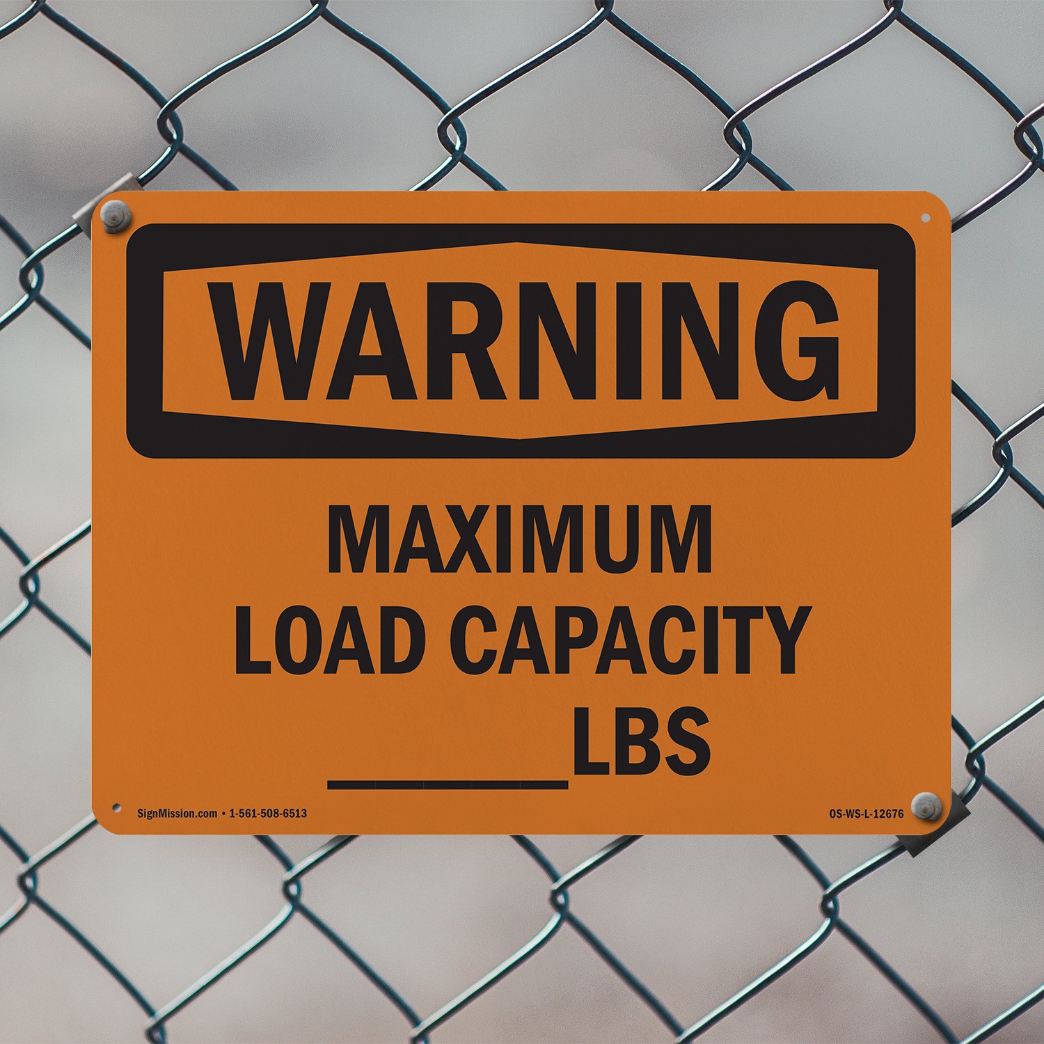 Maximum Load Capacity lbs OSHA WARNING Sign Metal, Plastic, Decal 5 or 10 Pack