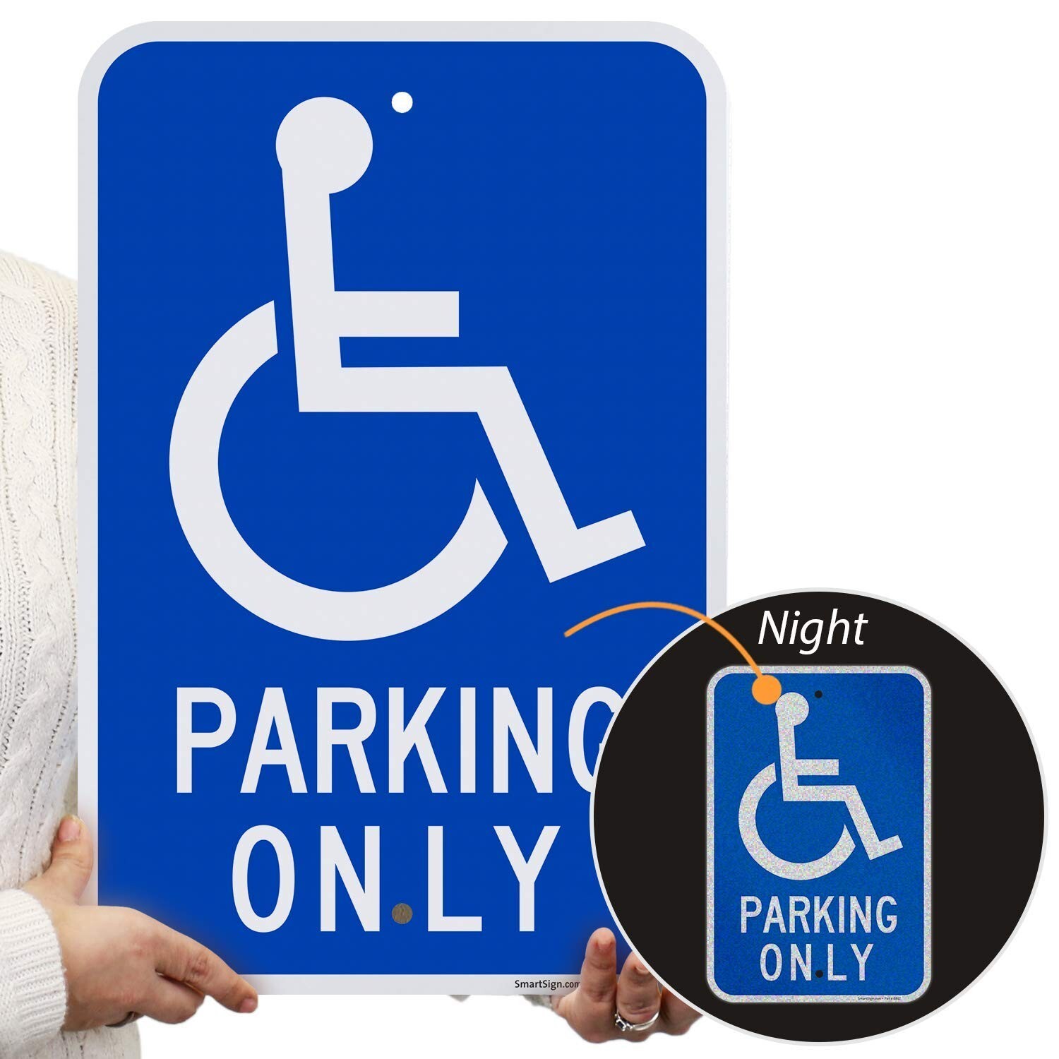 Handicap Disabled Parking Only Sign 12″ x 14″ Reflective ACM Engineer Grade