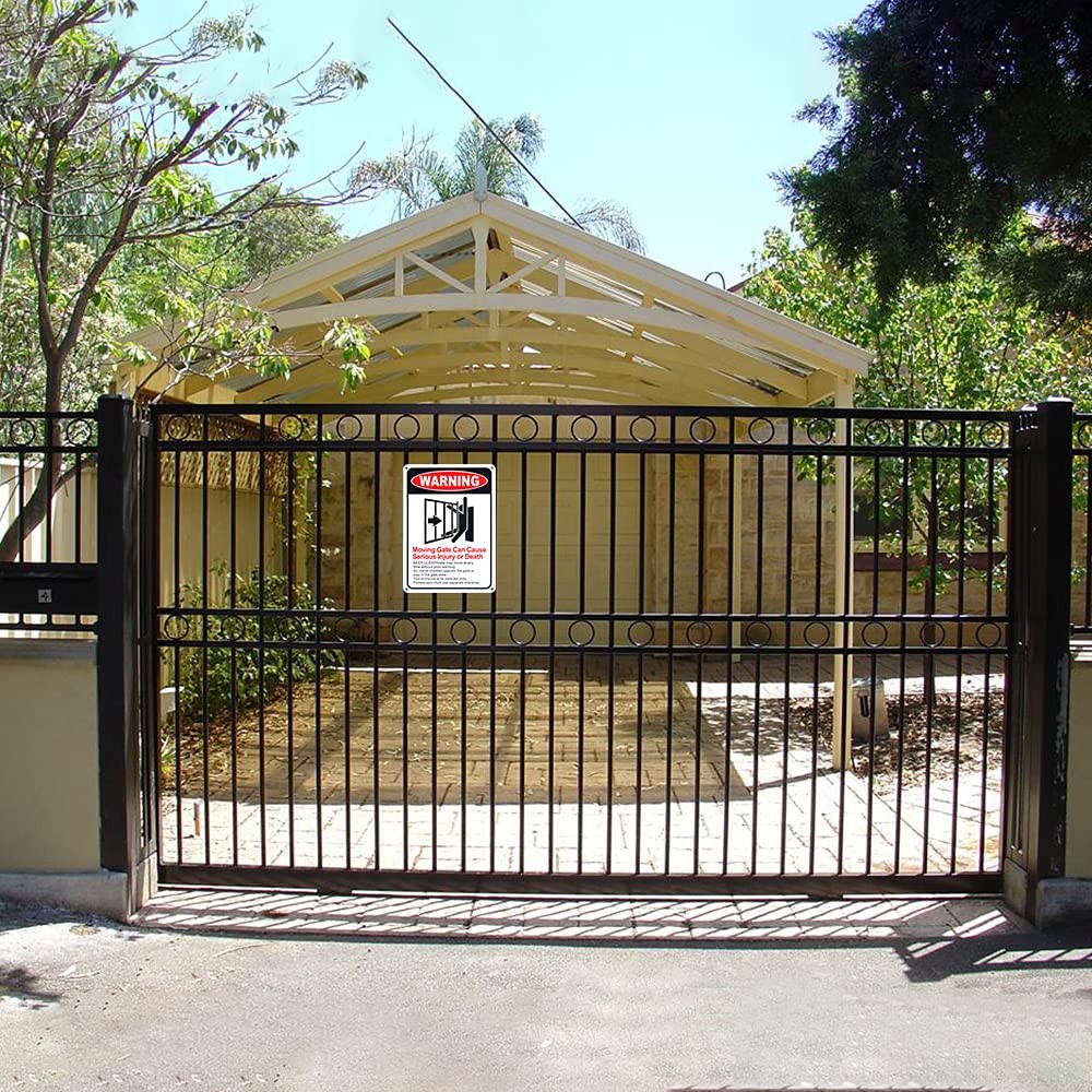 Enjoyist 2-Pack Moving Gate Sign – Can Cause Serious Injury or Death 10″x 7″ …