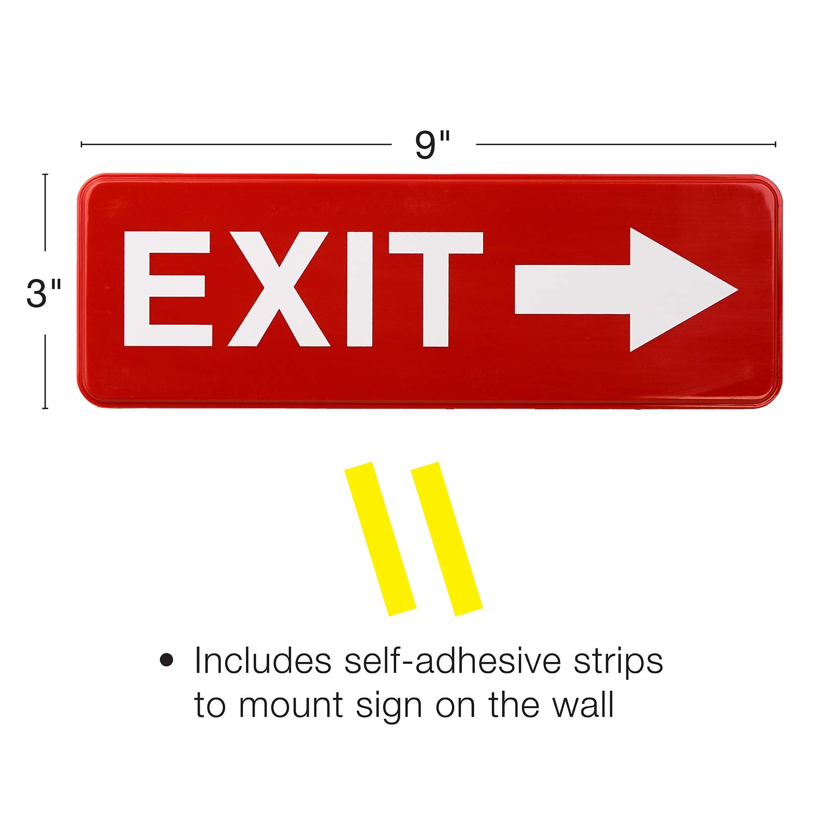 Easy to Mount 9 by 3 in Informative Plastic Right Arrow Exit Sign with Symbol