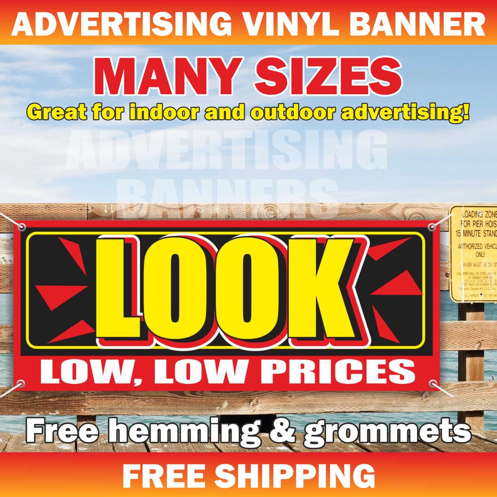 LOOK Advertising Banner Vinyl Mesh Sign save sale discount clearance low prices