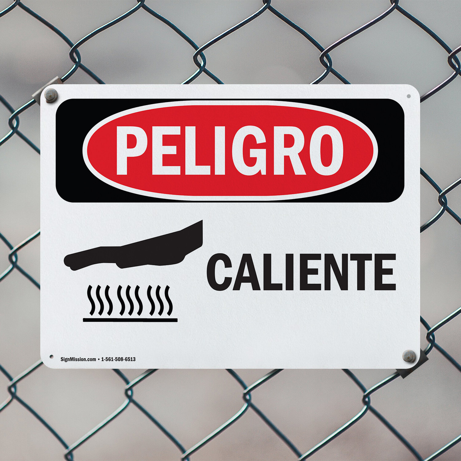 (2 Pack) Hot Spanish OSHA Danger Sign Decal Metal Plastic
