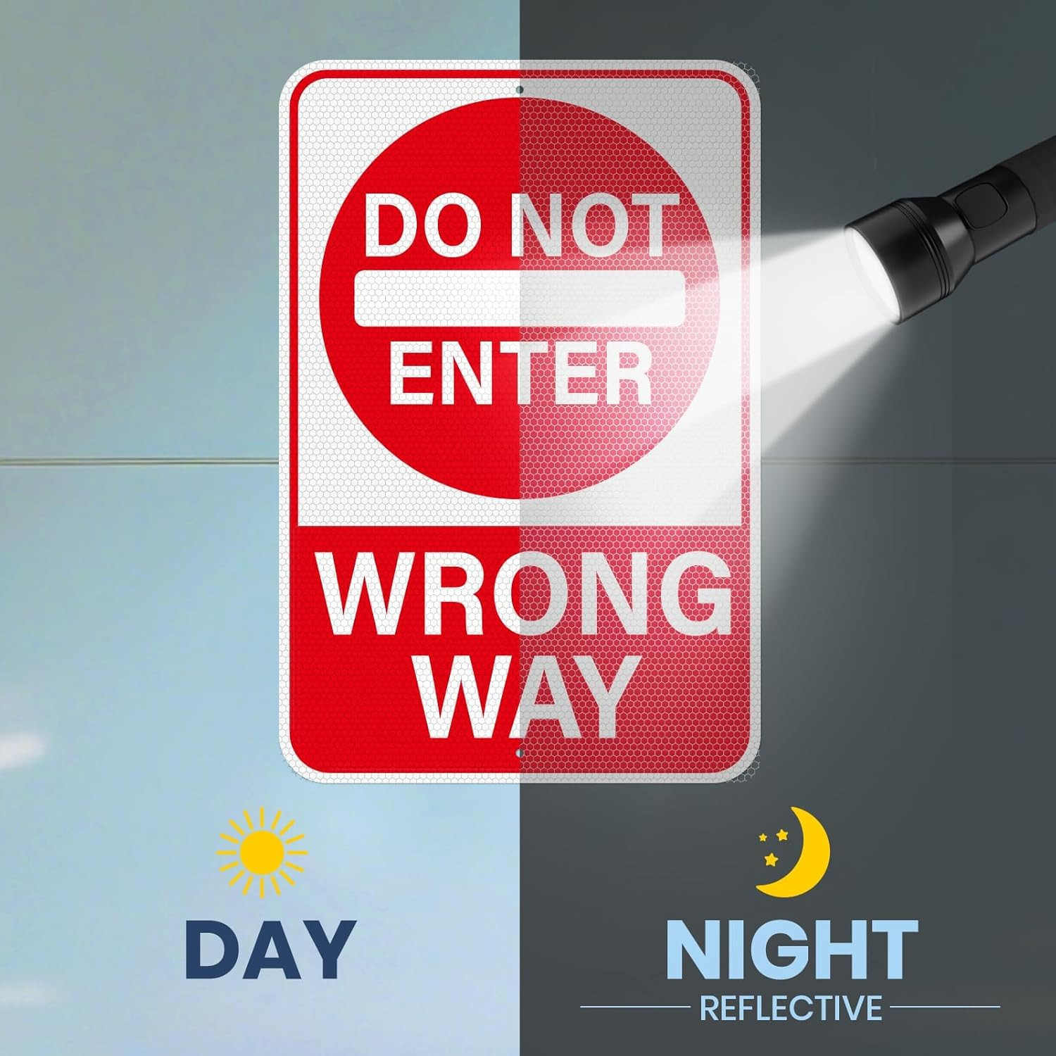 2 Pack Do Not Enter Wrong Way Sign 18 × 12 Inches Reflective Waterproof Fade Res