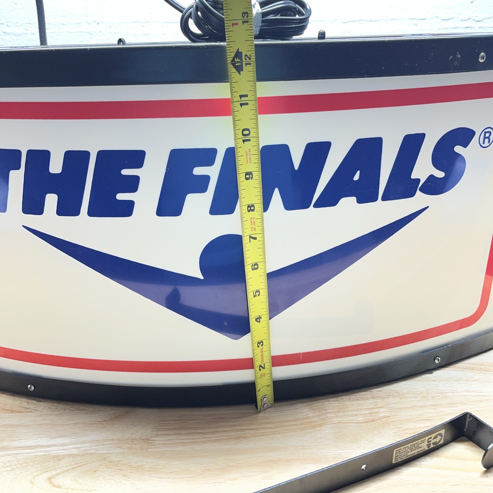 Vintage THE FINALS Light up Store Sign Hanging Wall Mount Dbl Sided 23”x13”