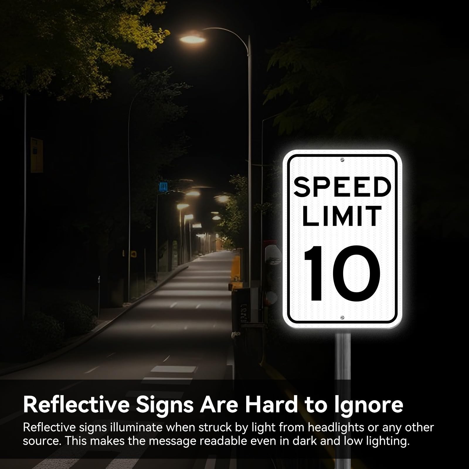 Speed ​​Limit Sign 10 MPH, Slow Down Traffic Sign, 12″ x 18″, Reflective 40Mi