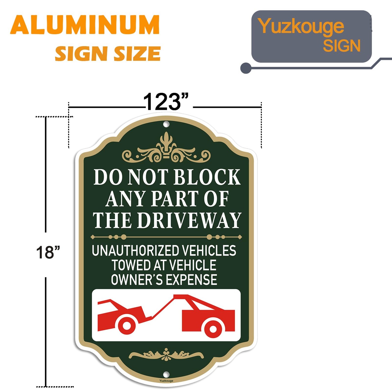 2 PCS 12×18 Inch Do Not Block Any Part Of Driveway No Parking Aluminum Sign