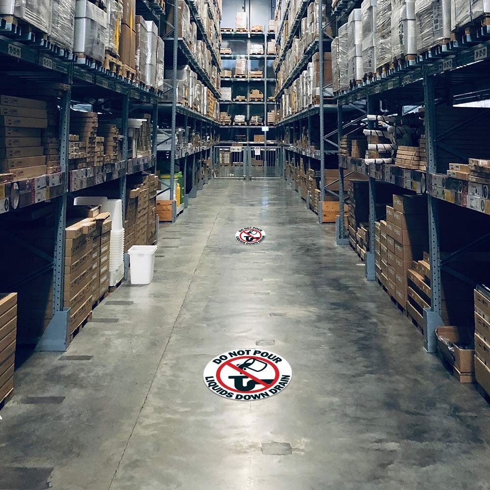 Signmission Do Not Pour Non-Slip Floor 6 Pack Of 16 Circle Vinyl Your Business