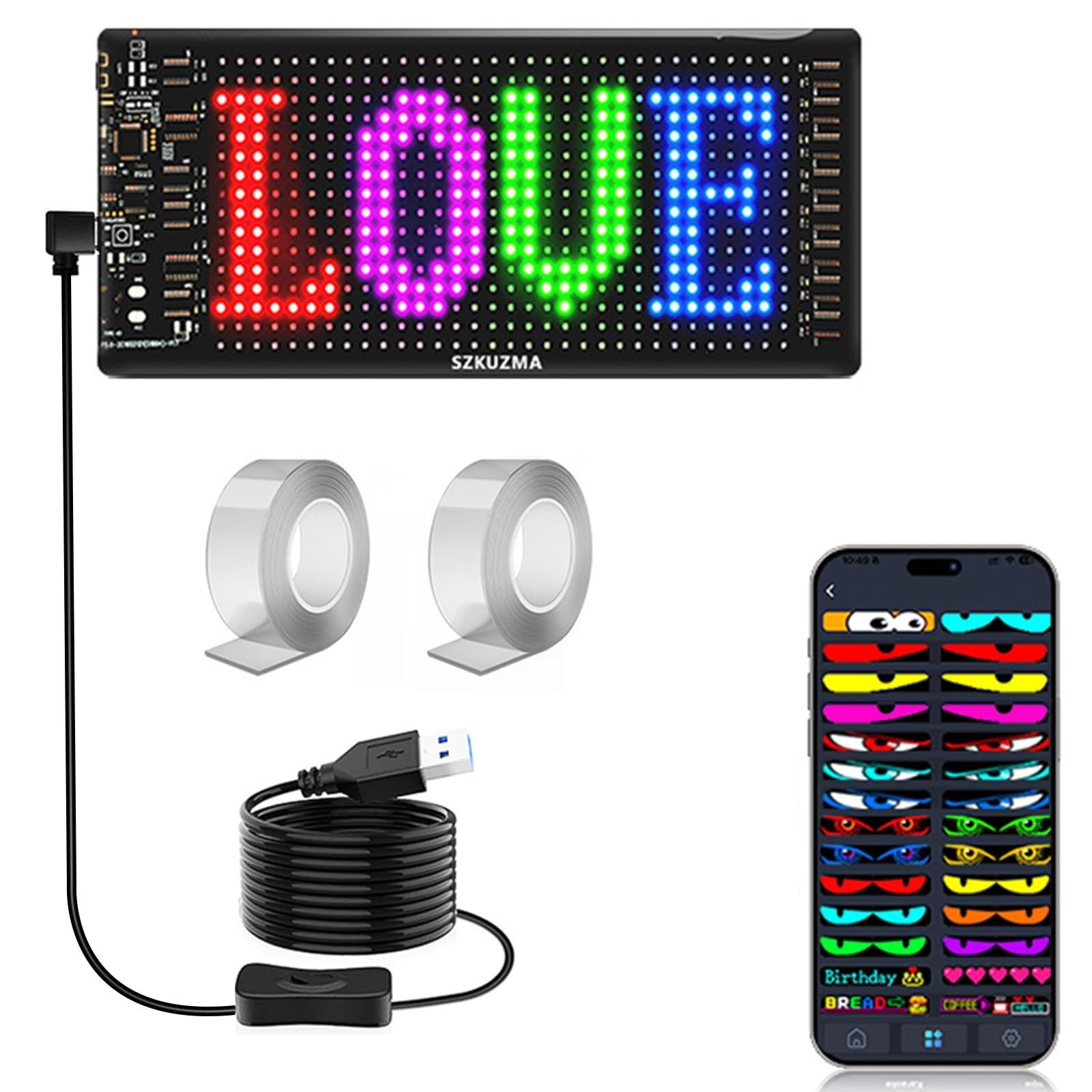 Programmable LED Matrix Sign – Flexible 7×3 Panel for Car, Desk & Events