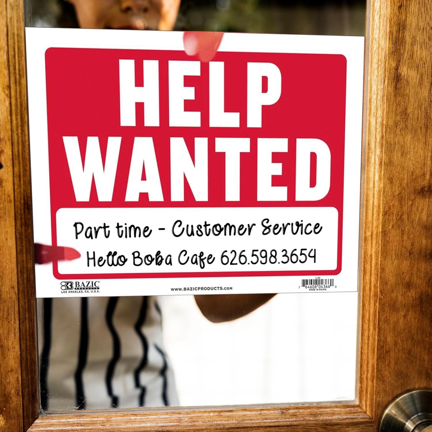 BAZIC Help Wanted Sign 12″x16″, Now Hiring Plastic Signs for Job Fair Store M