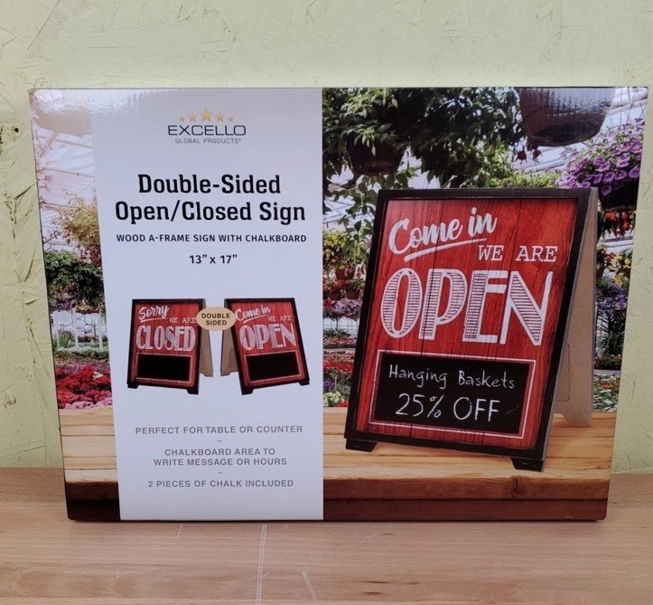 Excello Global Products Double-Sided Wood Magnetic Chalkboard A-Frame Sign 13×17