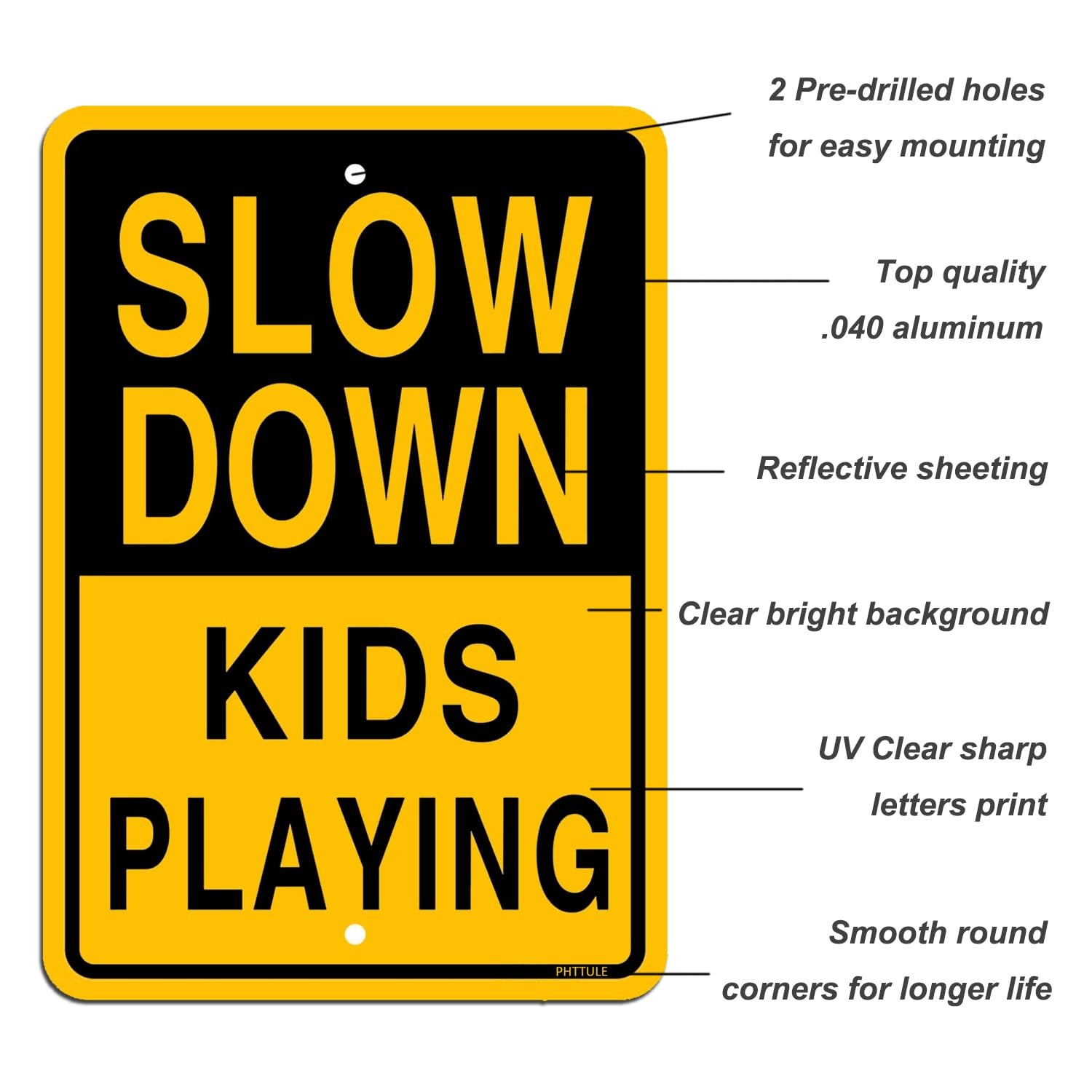 Slow Down Kids Playing Sign,18 x12 Inches Children at Play Sign for Street, R