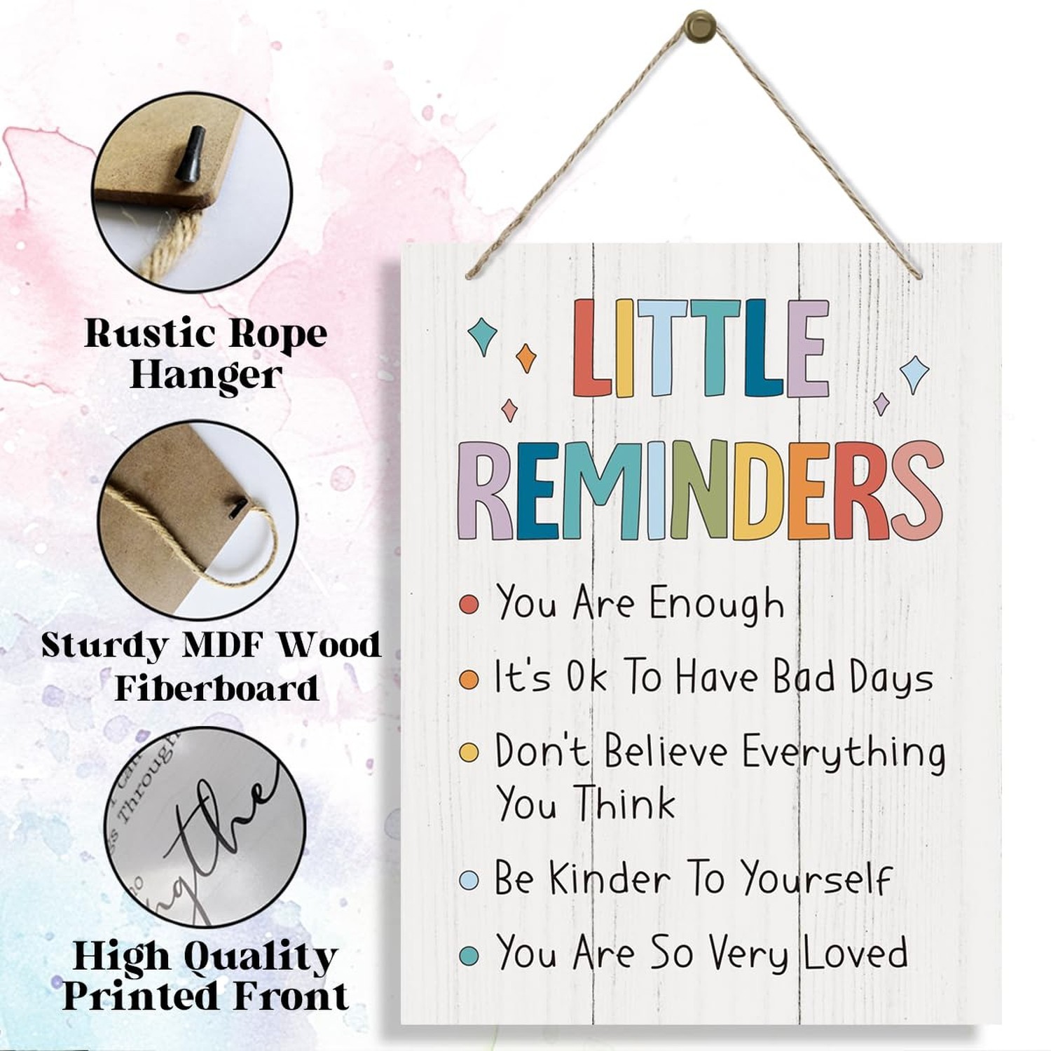 Rustic Wooden Hanging Signs, Motivational Wall Art Decoration Sign, Inspiring…