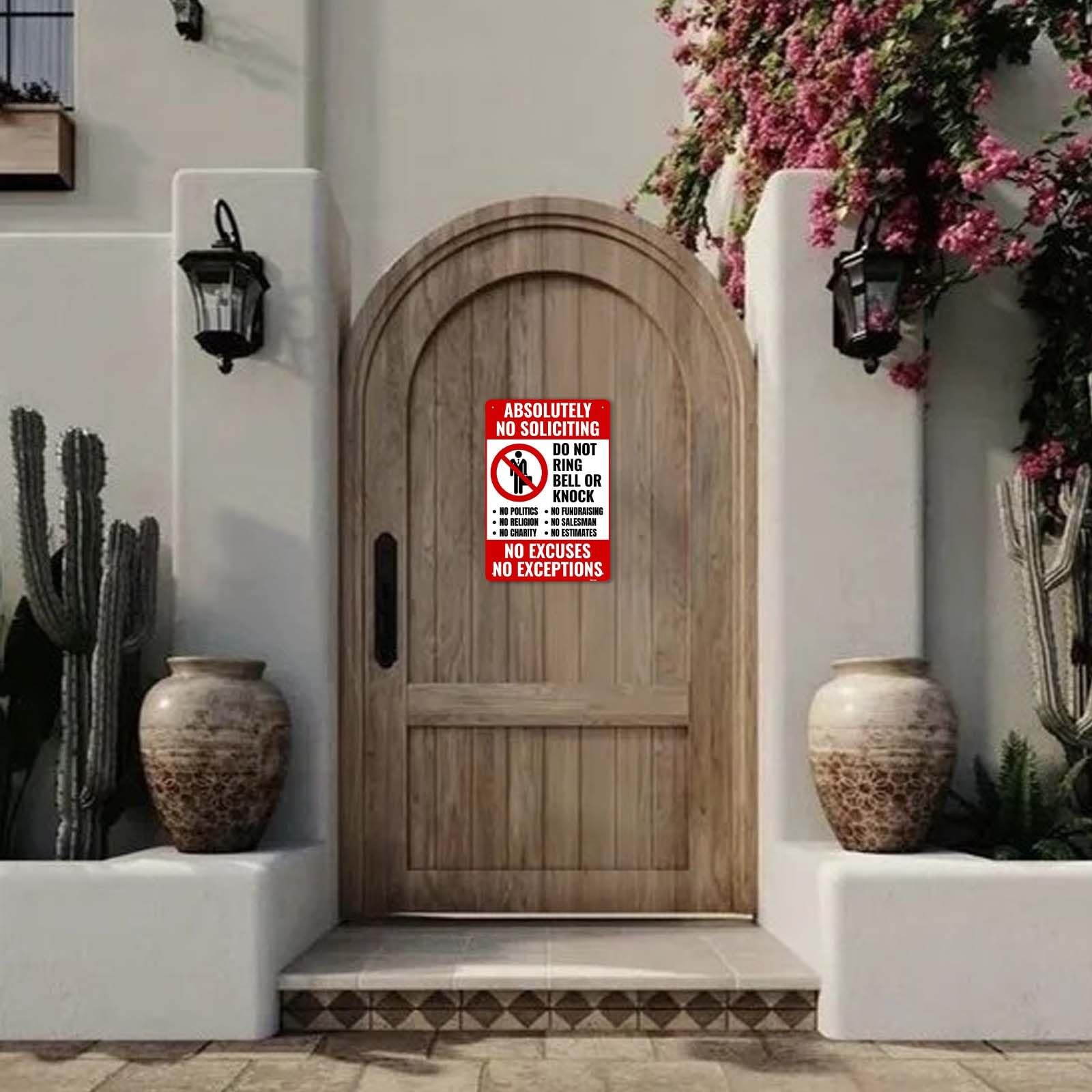 No Soliciting Sign 11.8×7.8″ Weatherproof Aluminum Door Sign, Do Not Knock R…