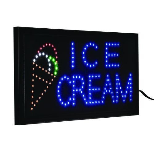 Alpine Industries LED Rectangular Ice Cream Sign, 19 x 10, Black Frame