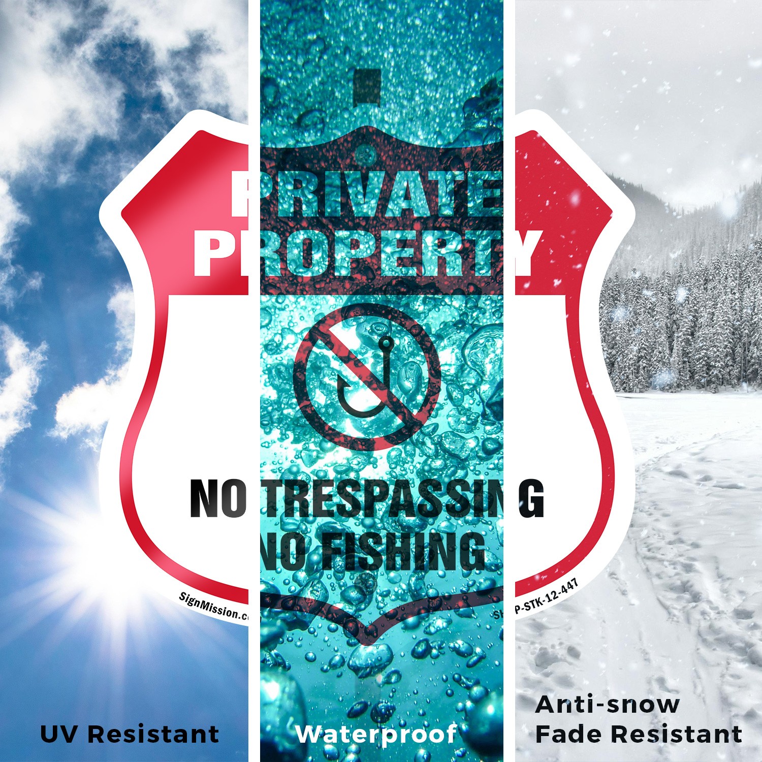Private Property Shield Sign No Trespassing No Fishing Shield Sign With Stake