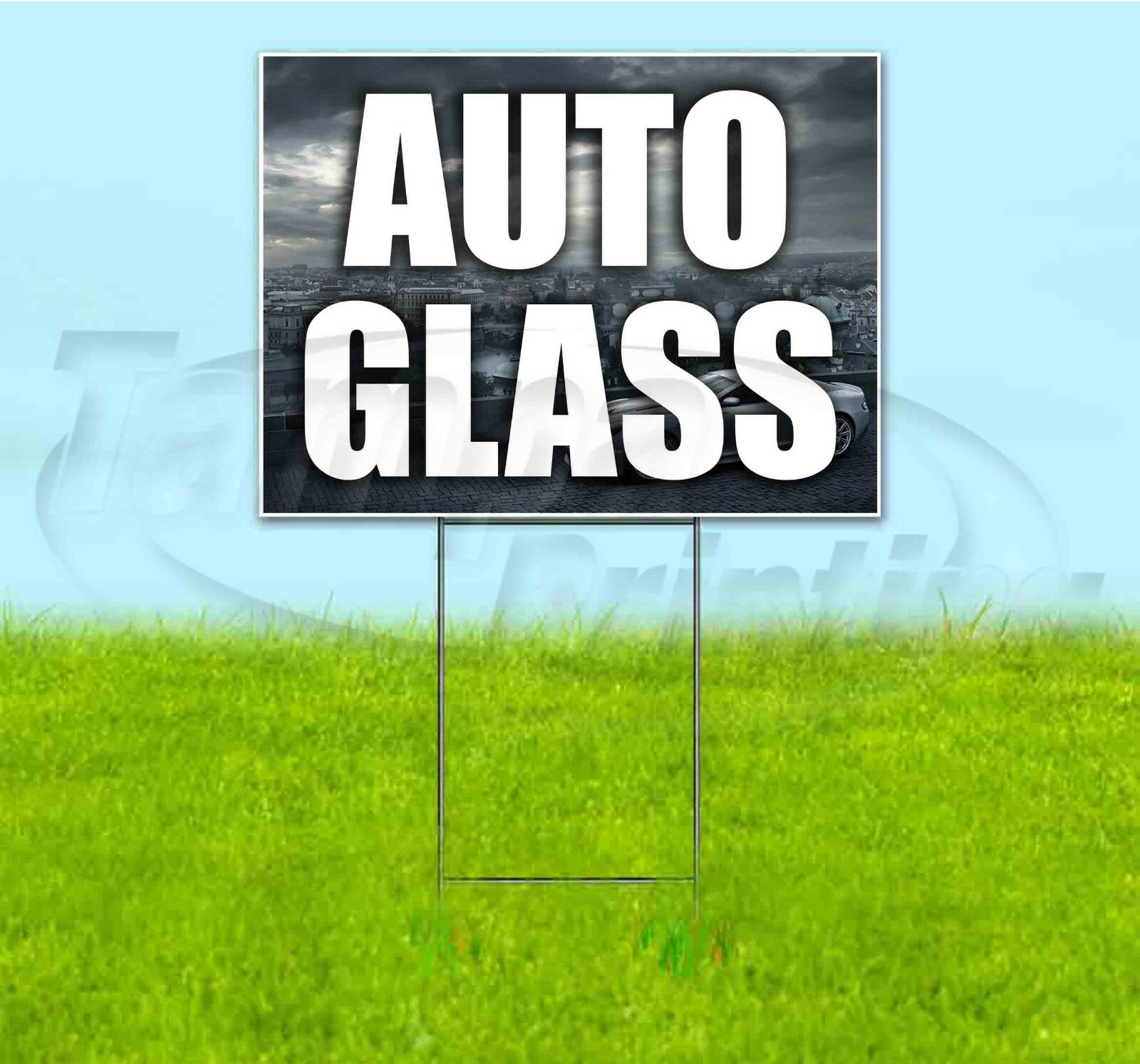 AUTO GLASS 18×24 Yard Sign Corrugated Plastic Bandit Lawn Business USA